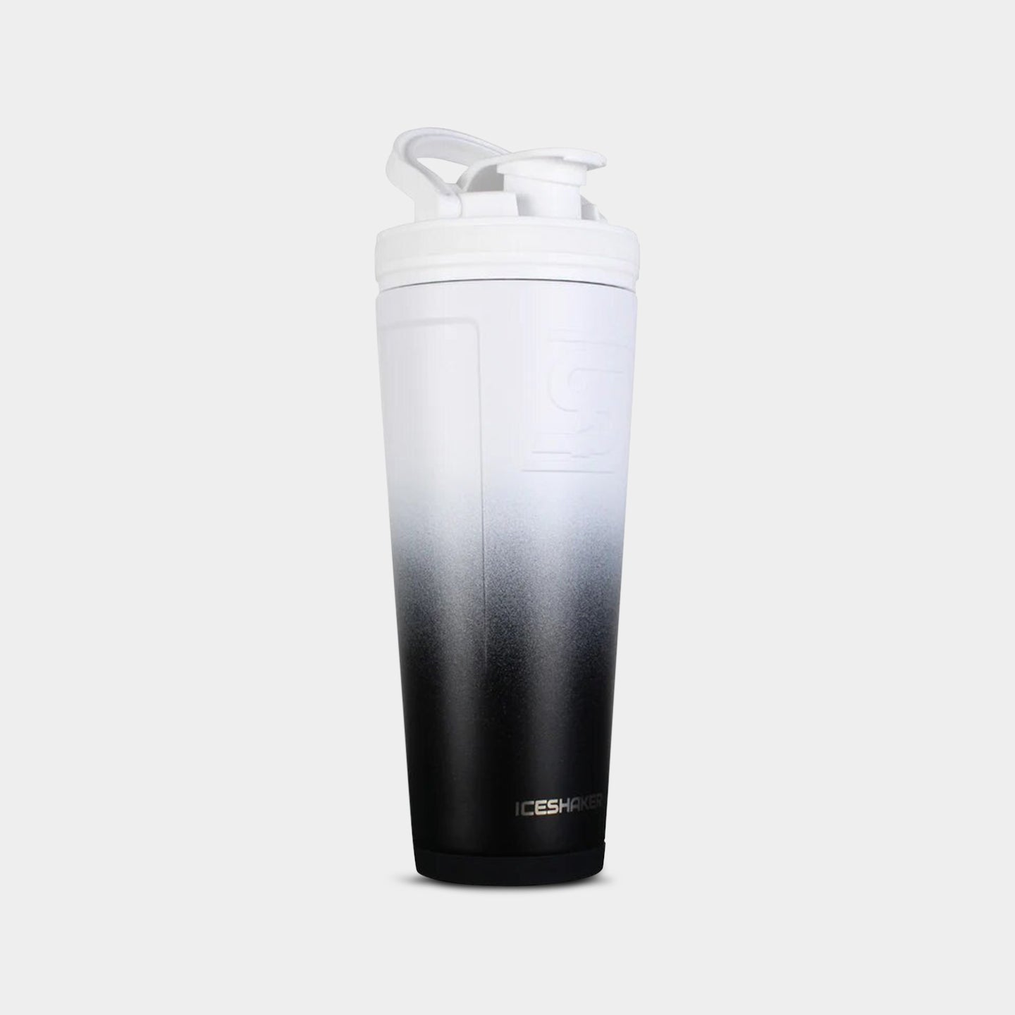 Ice Shaker 36oz. Protein Shaker Bottle Black White Ombre A1