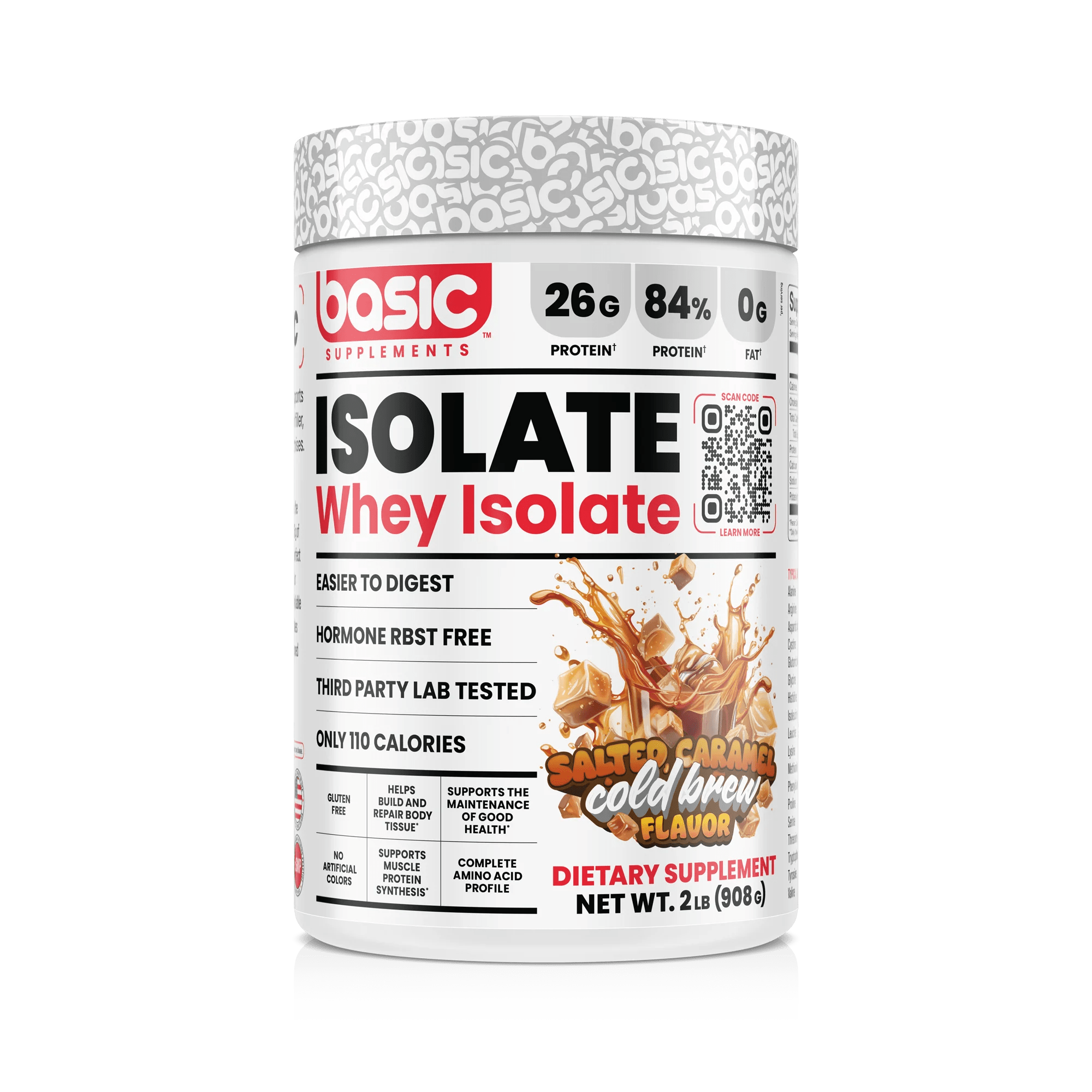 Basic Supplements Basic Isolate 2lb, Salted Caramel Cold Brew - Bodybuilding.com