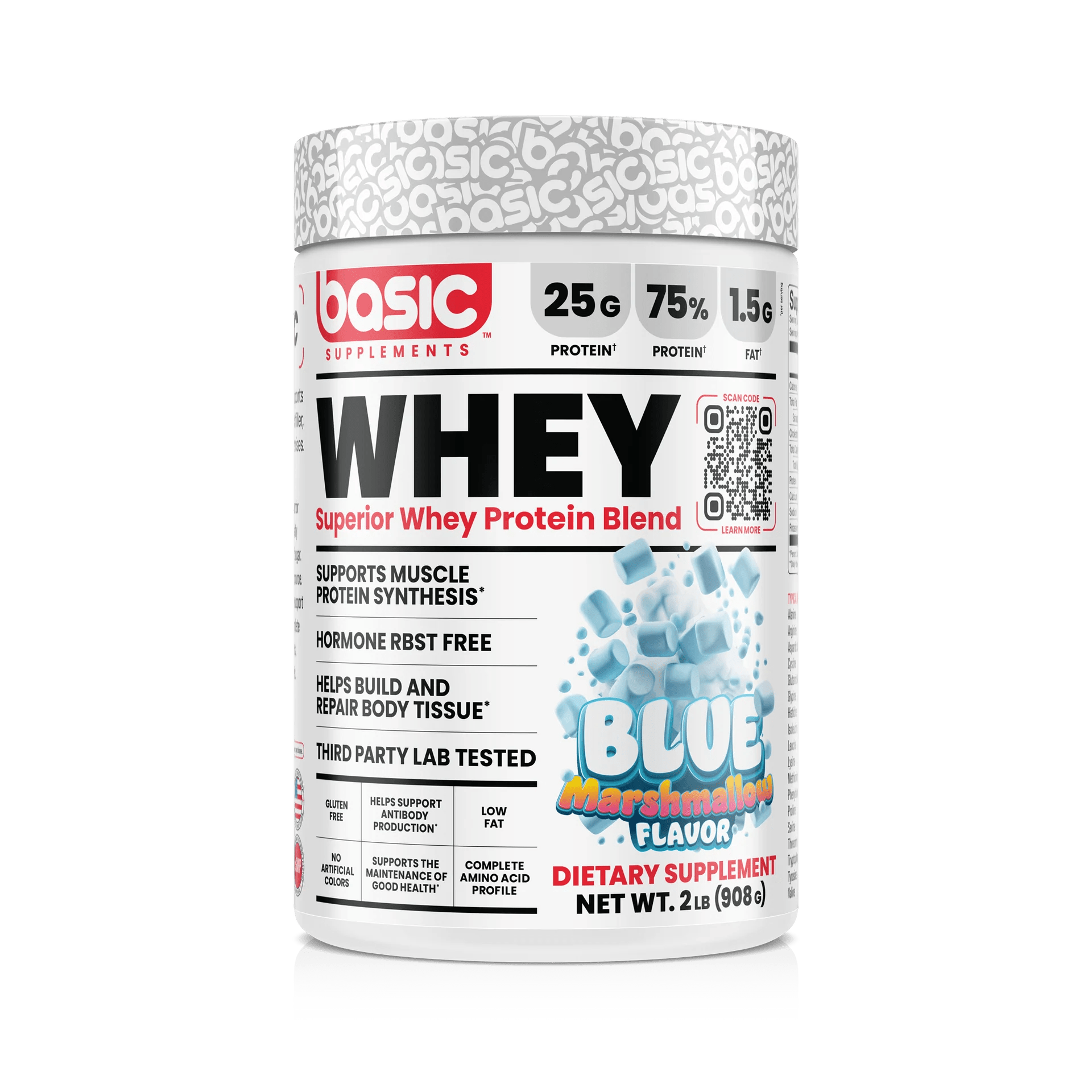 Basic Supplements Superior Whey Protein Blend 2lb, Blue Marshmallow - Bodybuilding.com
