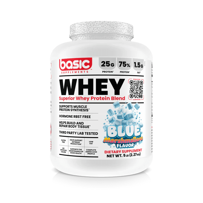 Basic Supplements Superior Whey Protein Blend 5lb, Blue Marshmallow - Bodybuilding.com