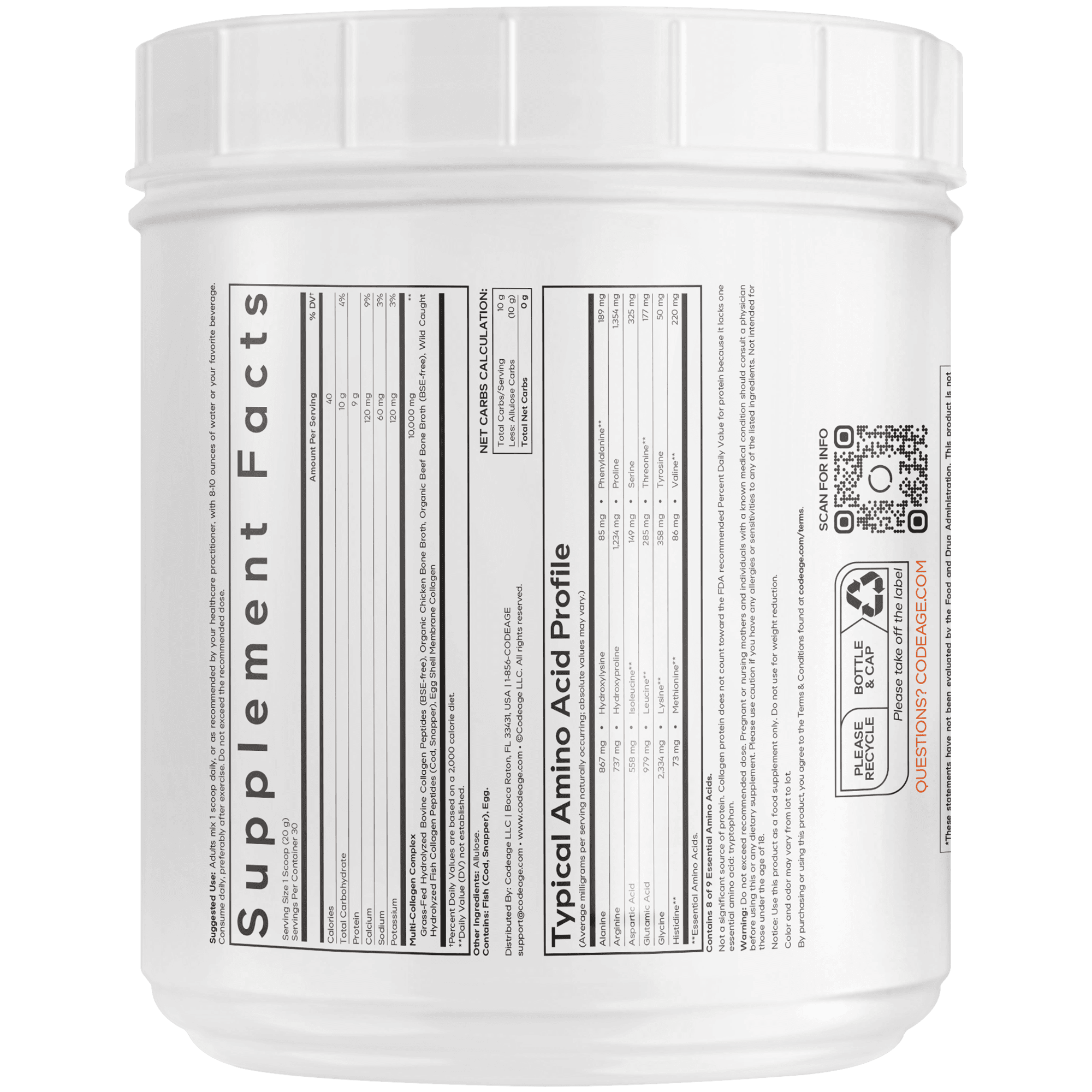 Codeage Multi Collagen Peptides Allulose Powder - Bodybuilding.com