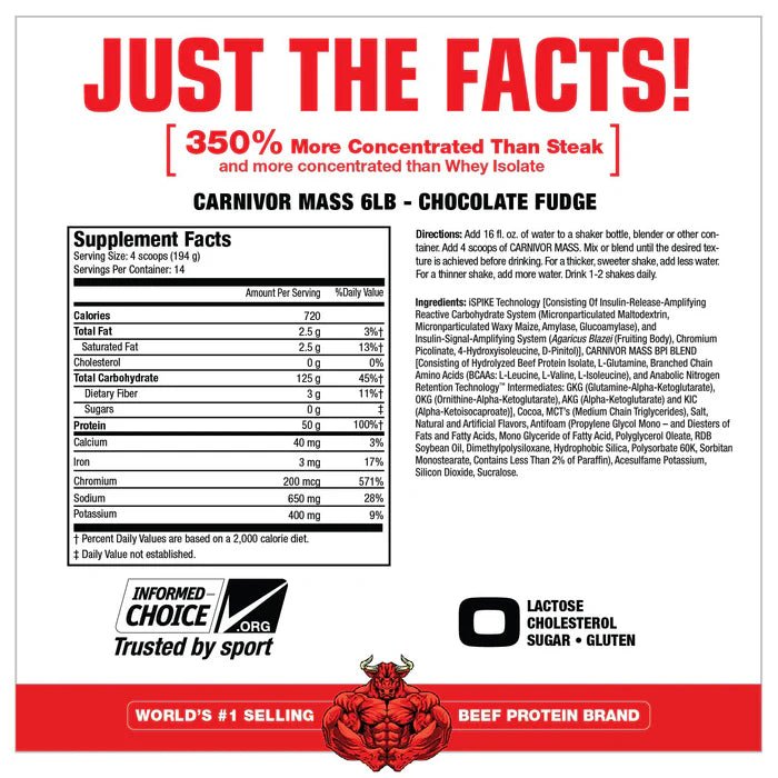 MuscleMass CARNIVOR MASS Weight Gainer - Bodybuilding.com