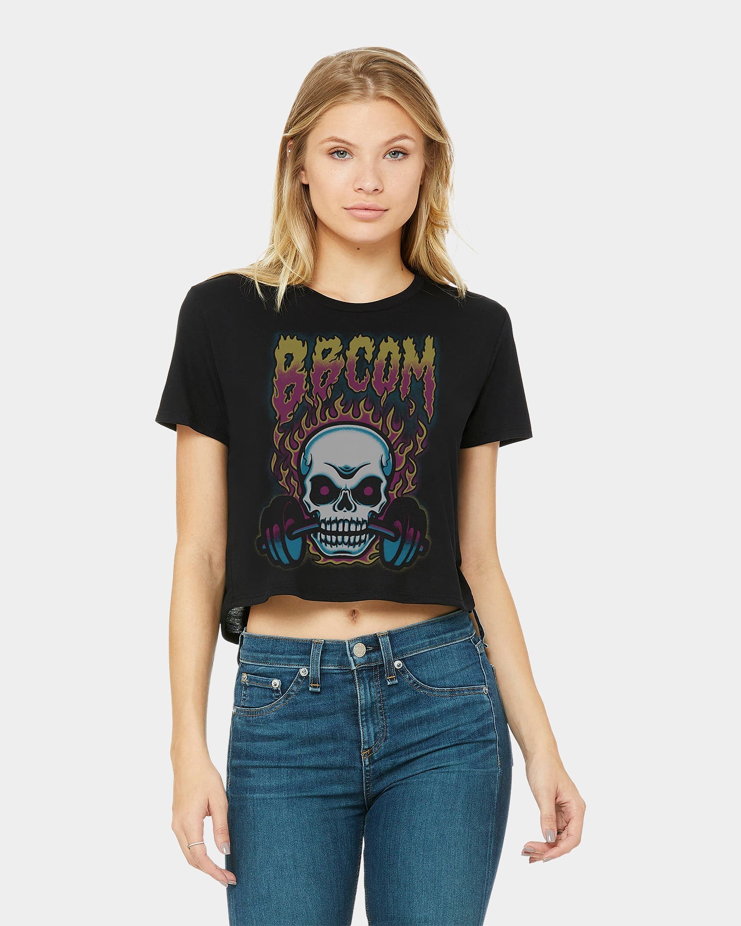 Women's BBcom Skull Cropped Tee - Bodybuilding.com