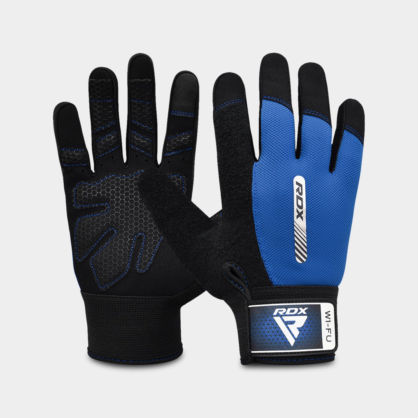 RDX Sports W1 Full Finger Gym Workout Gloves, XL, Blue A1