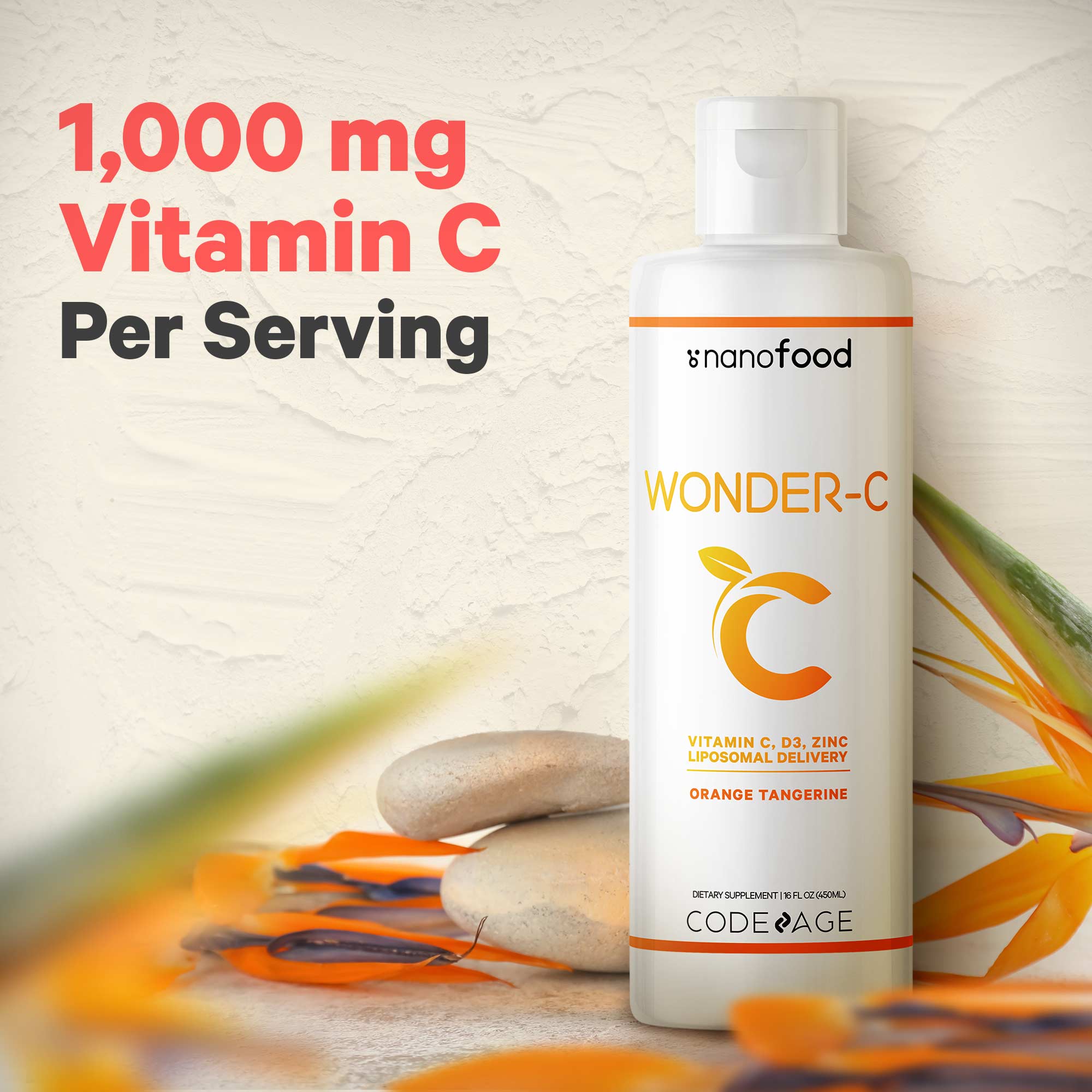 Codeage Wonder-C Liquid Vitamin C , Orange Tangerine, 30 Servings A2