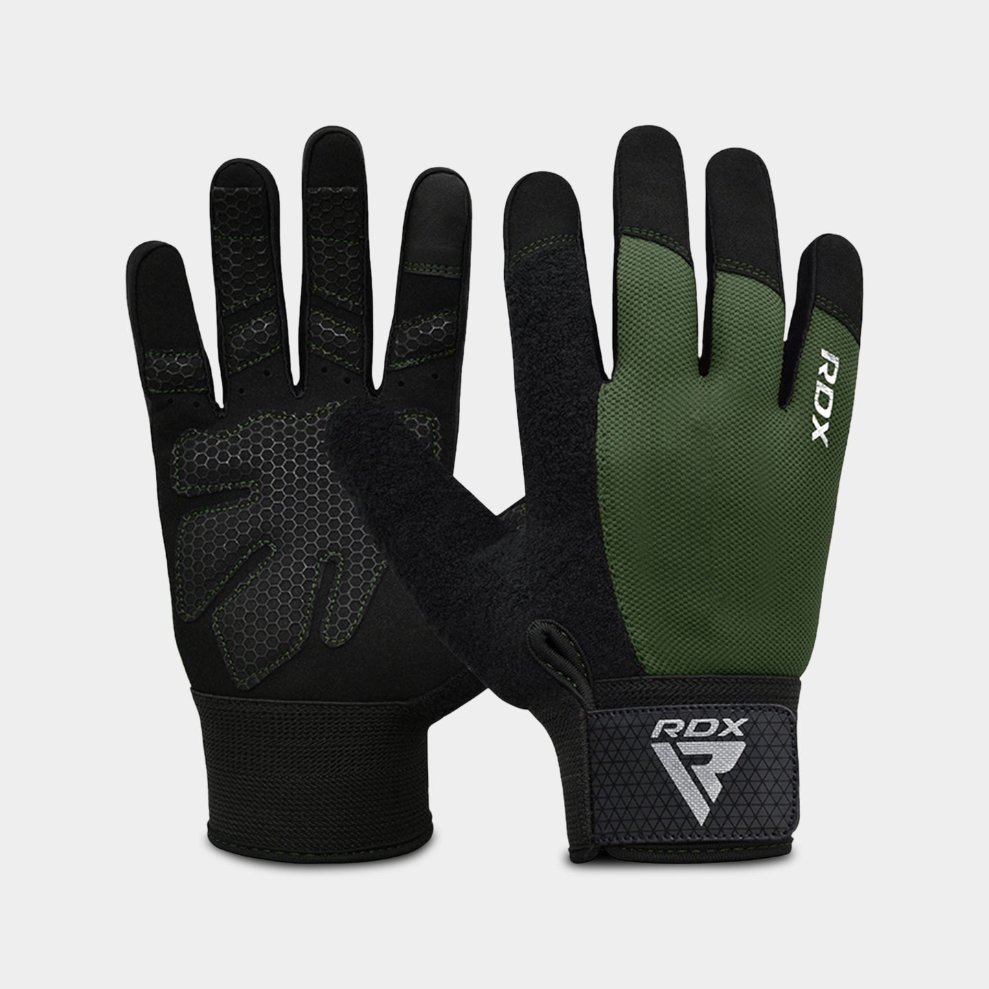 RDX Sports W1F Full Finger Gym Workout Gloves, M, Army Green A1