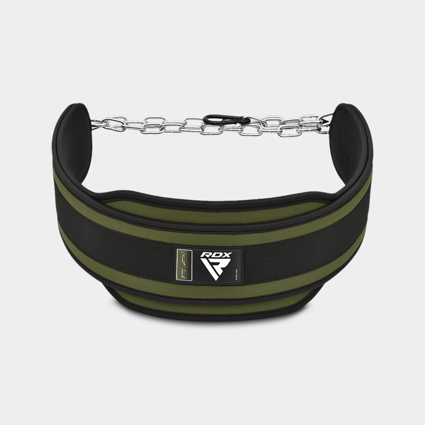 RDX Sports T7 Weight Training Dipping Belt With Chain, Standard Size, Army Green A1