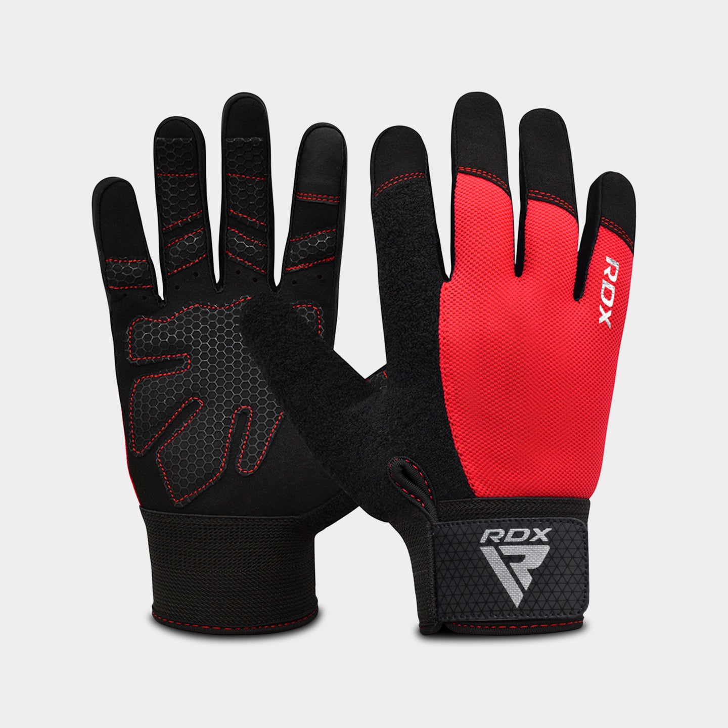 RDX Sports W1F Full Finger Gym Workout Gloves, M, Red A1