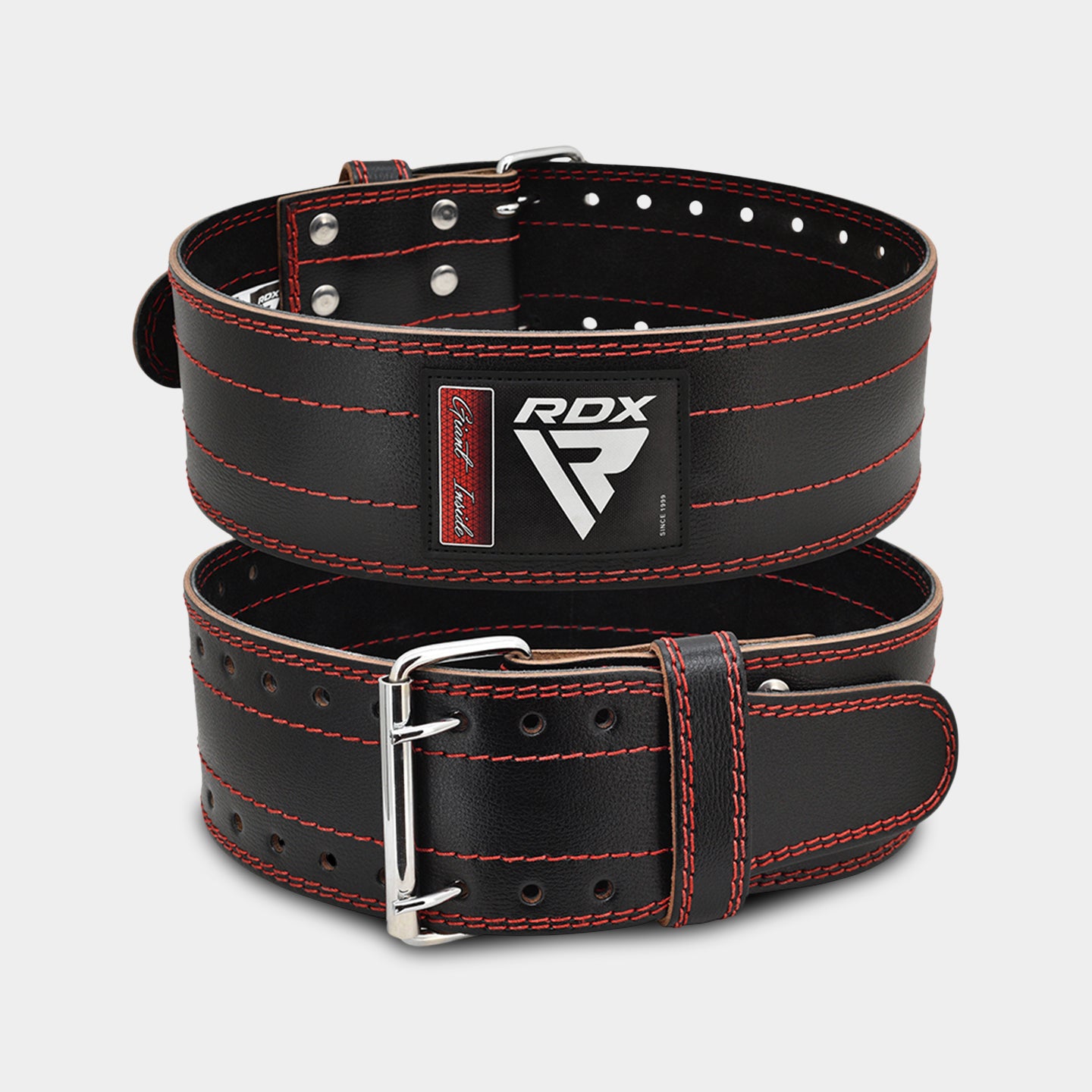 RDX Sports RD1 4 Powerlifting Leather Gym Belt, XS, Red A1