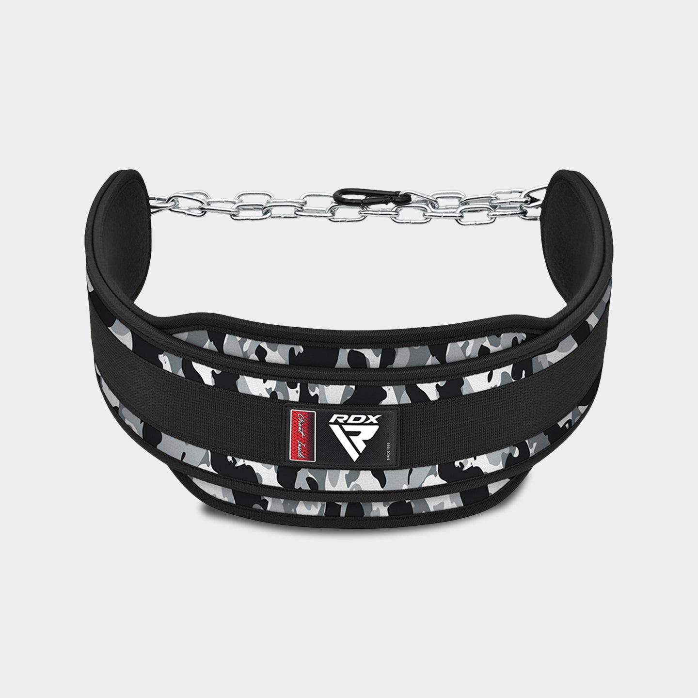 RDX Sports T7 Weight Training Dipping Belt With Chain, Standard Size, Camo Gray A1