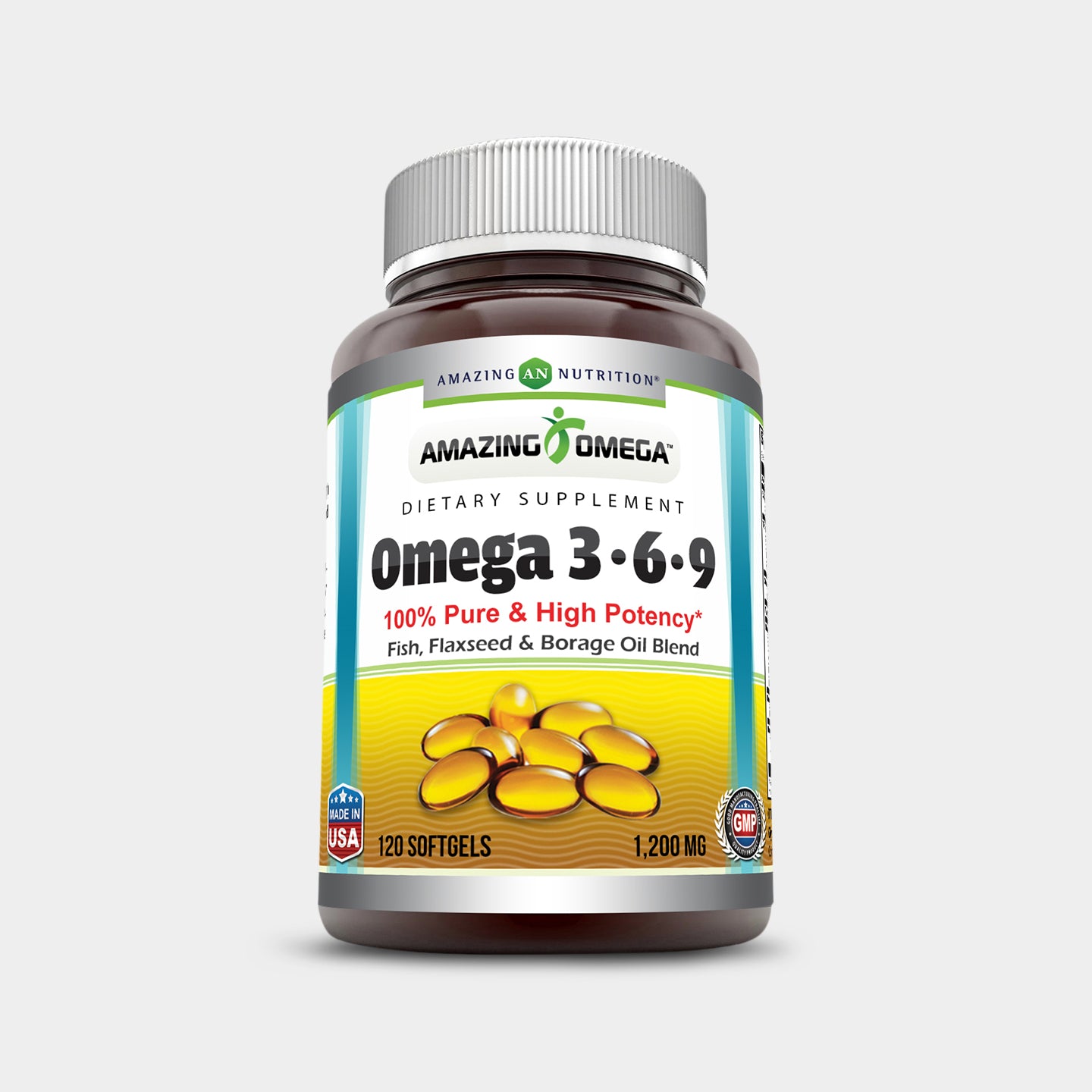 Amazing Formulas Omega 3 6 9 1200 mg, Unflavored, 120 Softgels A1