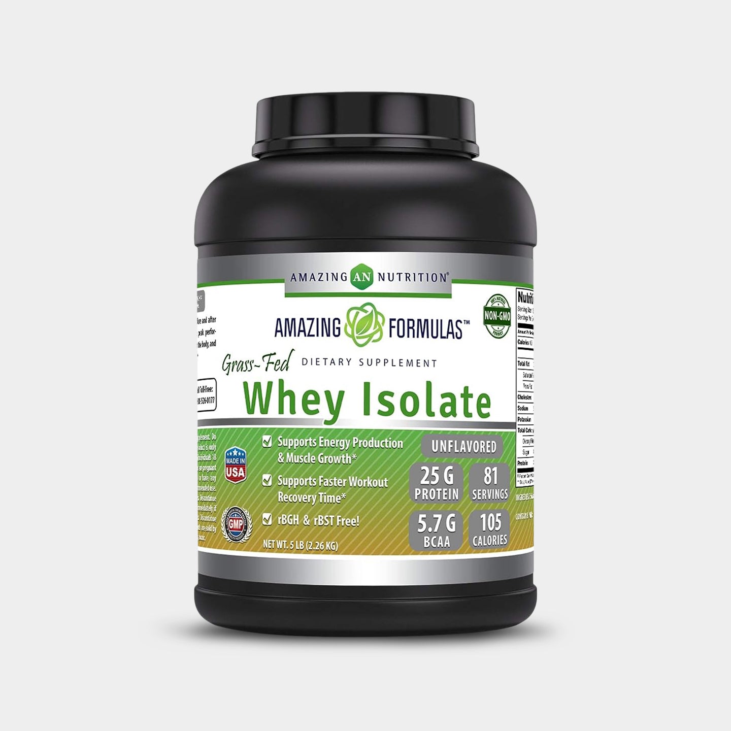 Amazing Formulas Grass-Fed Whey Isolate, Unflavored, 5 Lbs A1
