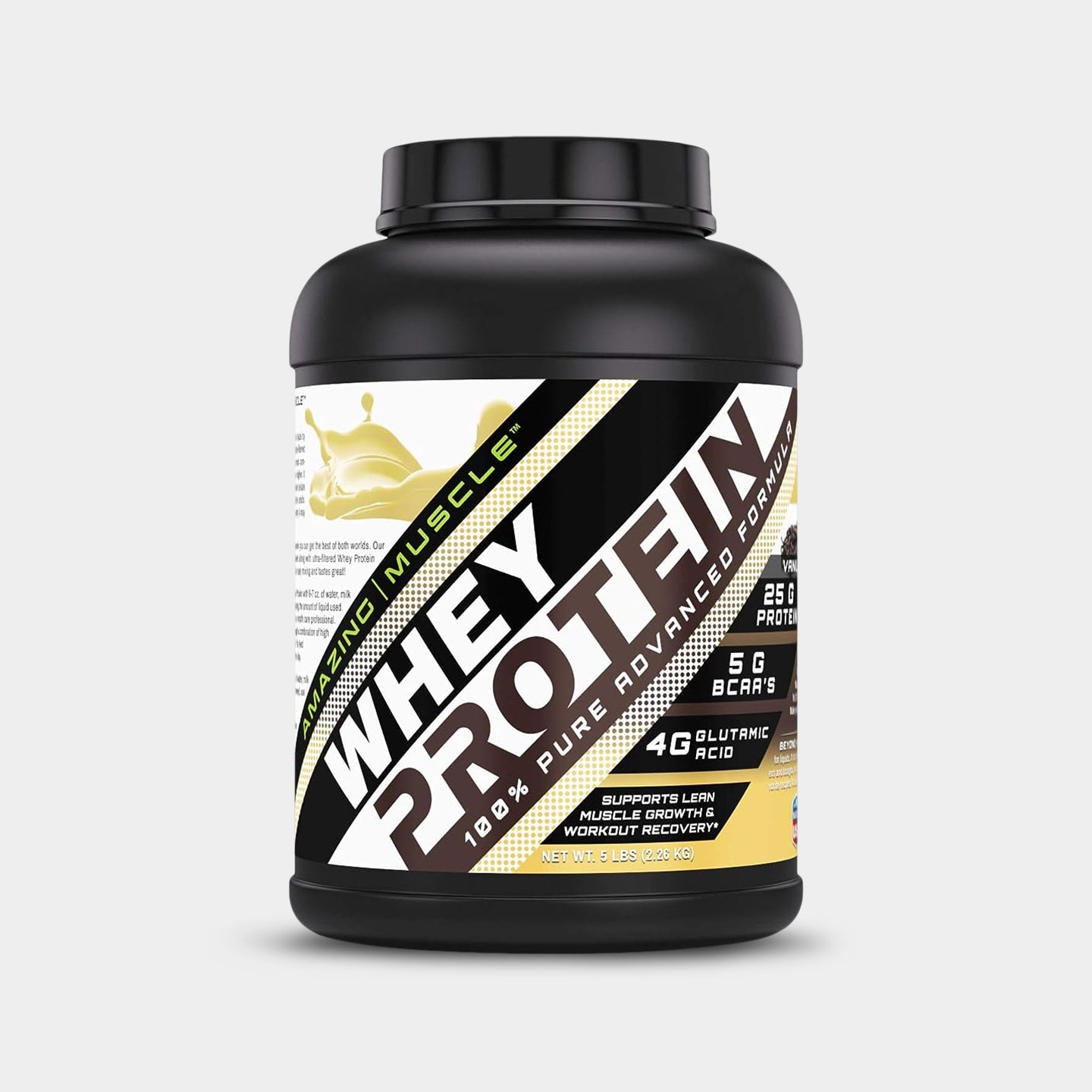 Amazing Muscle Whey Protein, Vanilla, 5 Lbs A1