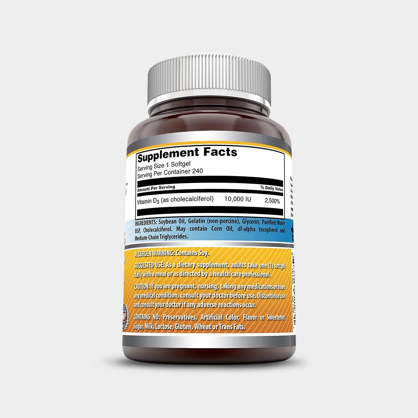 Amazing Formulas Vitamin D3 10000 IU, Unflavored, 240 Softgels A1
