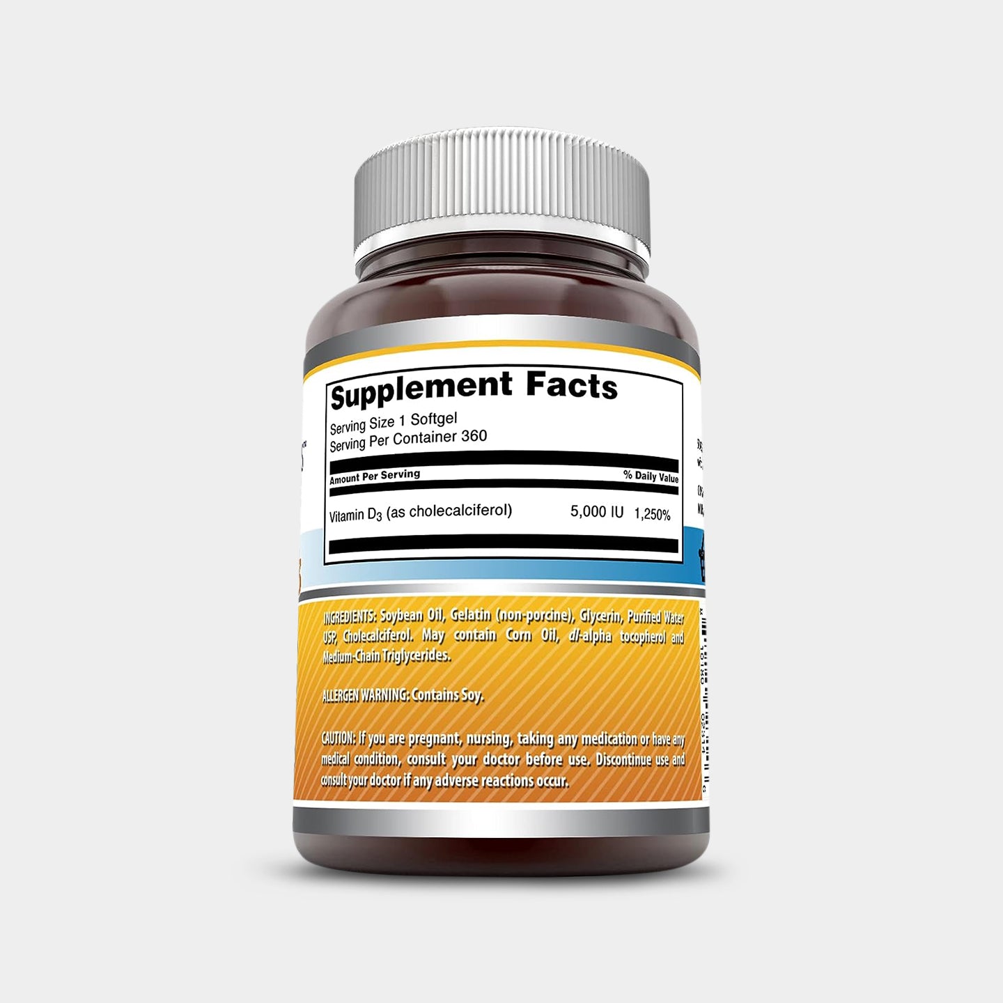 Amazing Formulas Vitamin D3 5000 IU, Unflavored, 360 Softgels A1