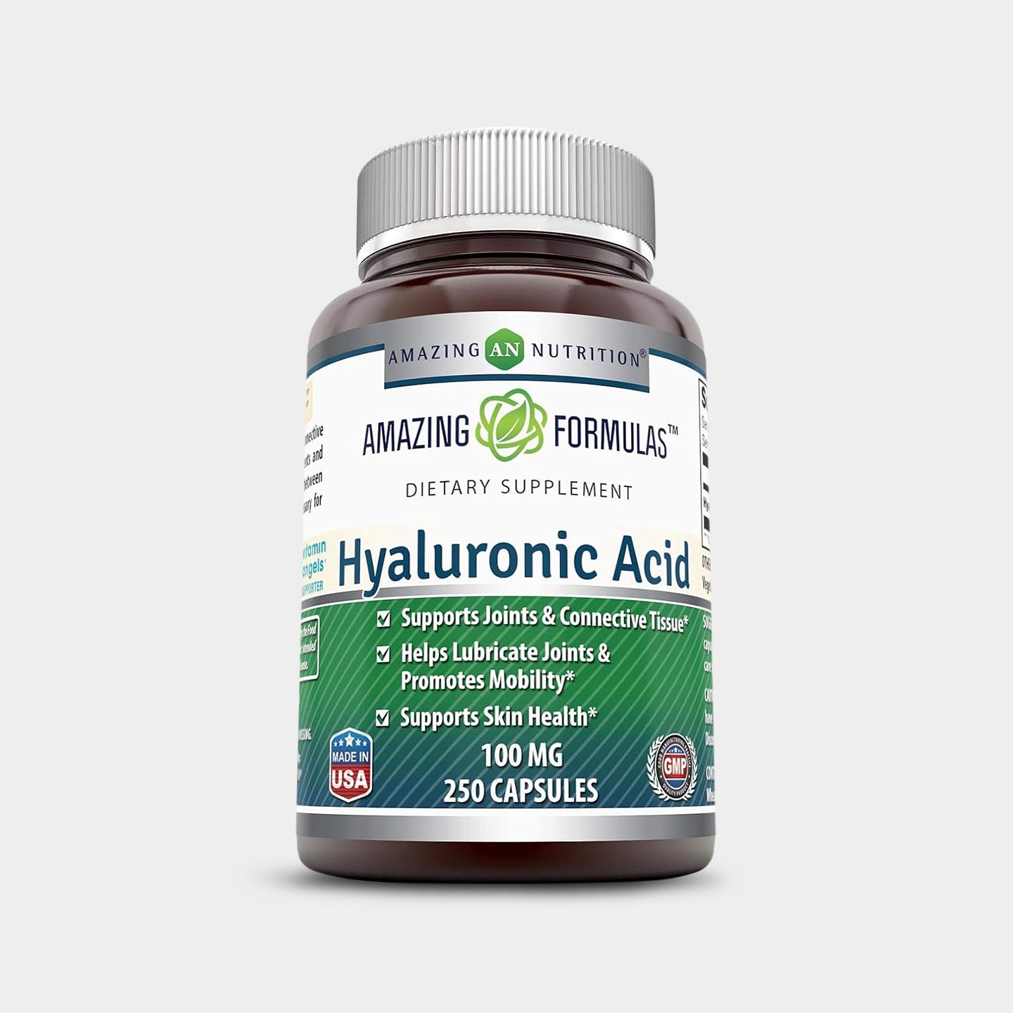 Amazing Nutrition Amazing Formulas Hyaluronic Acid 100 Mg, Unflavored, 250 Capsules A1