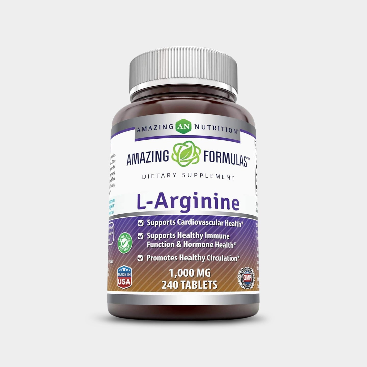 Amazing Nutrition Amazing Formulas L-Arginine 1000 Mg, Unflavored, 240 Tablets A1