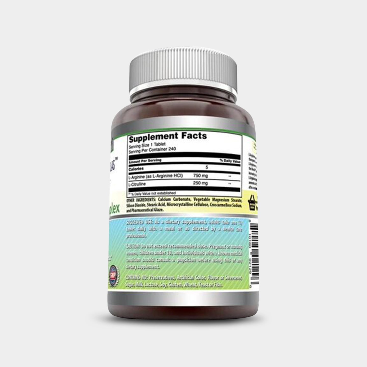 Amazing Nutrition Amazing Formulas L-Arginine / L-Citrulline 1000 Mg, Unflavored, 240 Tablets A2