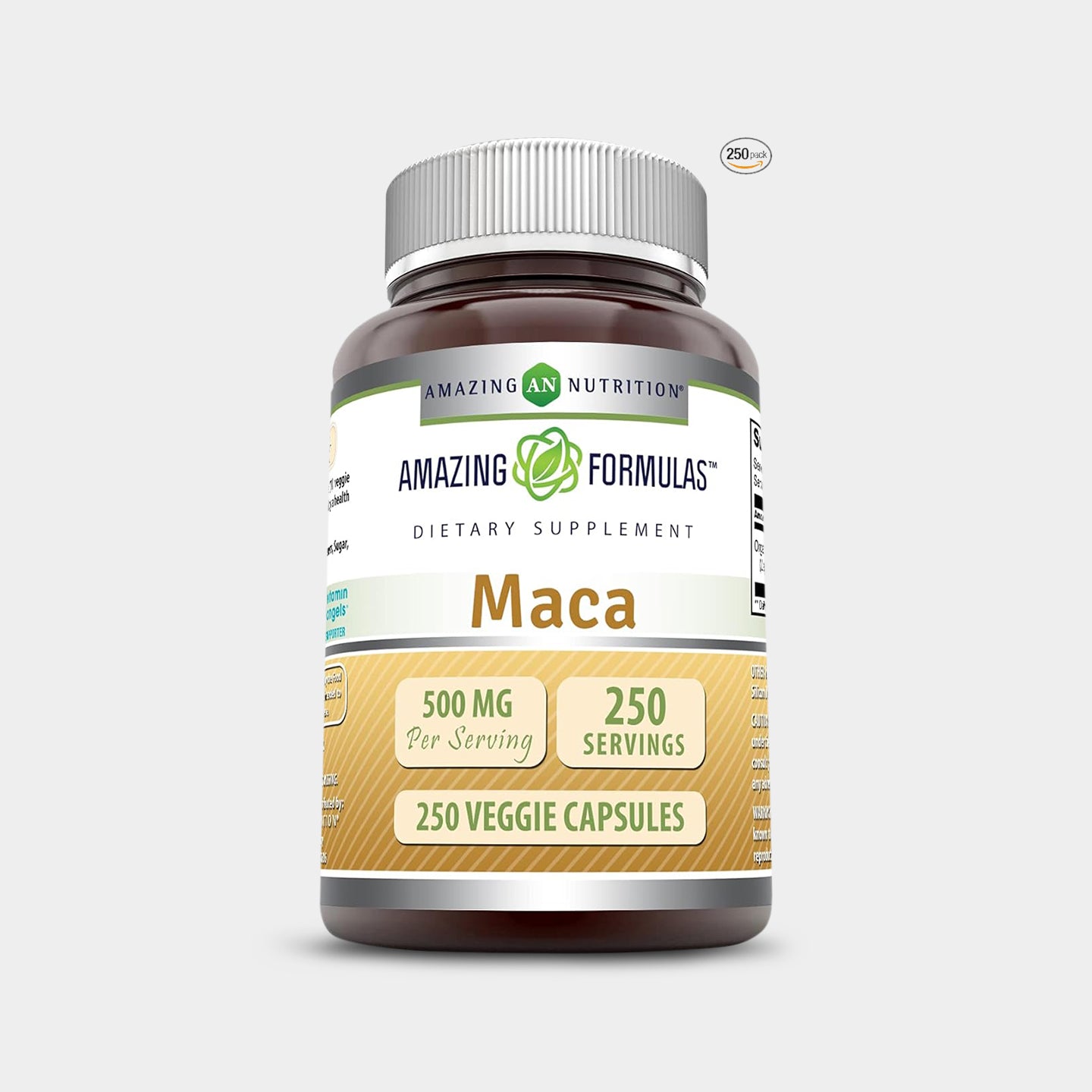 Amazing Nutrition Amazing Formulas Maca 500 Mg, Unflavored, 250 Veggie Capsules A1