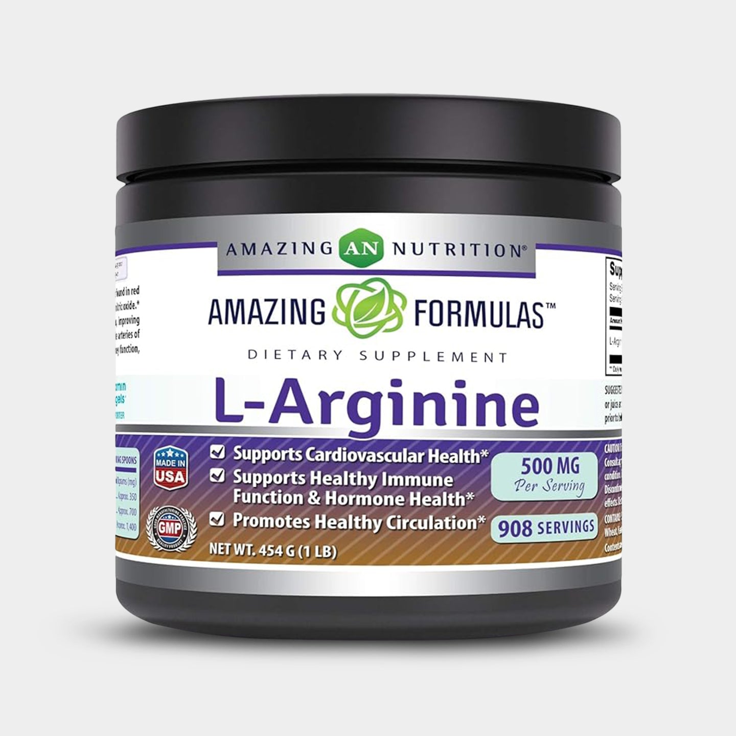 Amazing Nutrition Amazing Formulas L-Arginine Powder, Unflavored, 1 LB A1