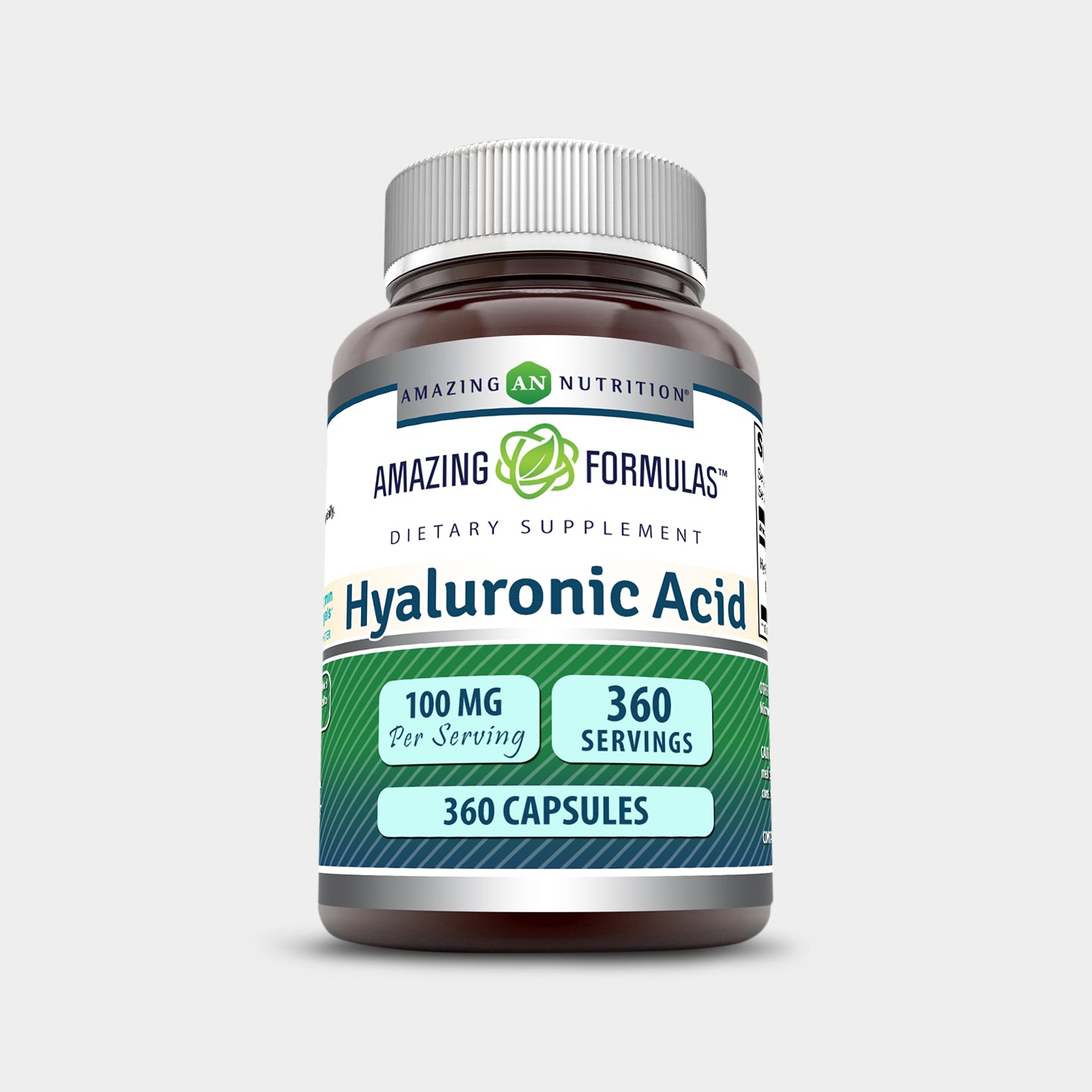 Amazing Nutrition Amazing Formulas Hyaluronic Acid 100 Mg, Unflavored, 360 Capsules A1