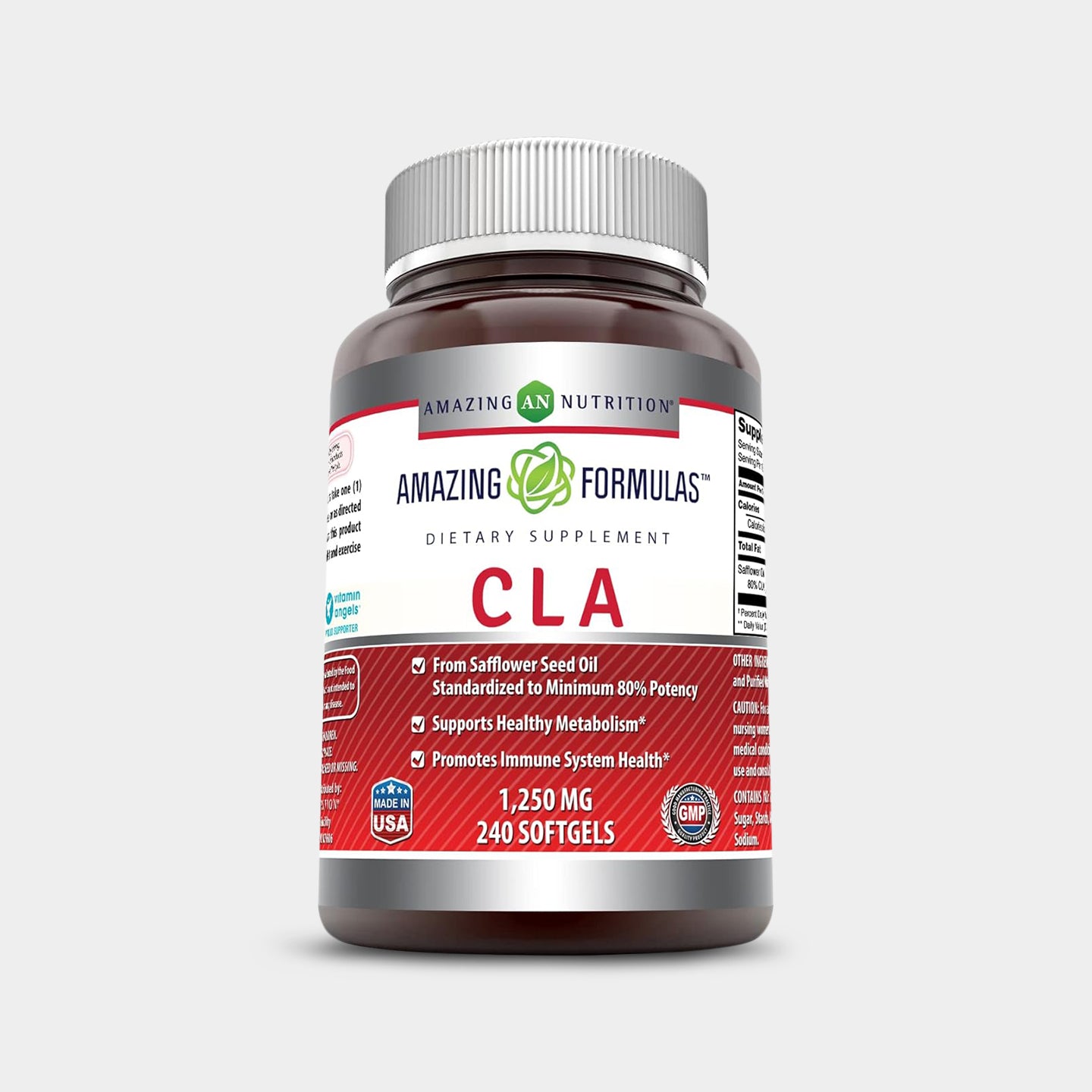 Amazing Nutrition Amazing Formulas CLA 1250 Mg, Unflavored, 240 Softgels A1