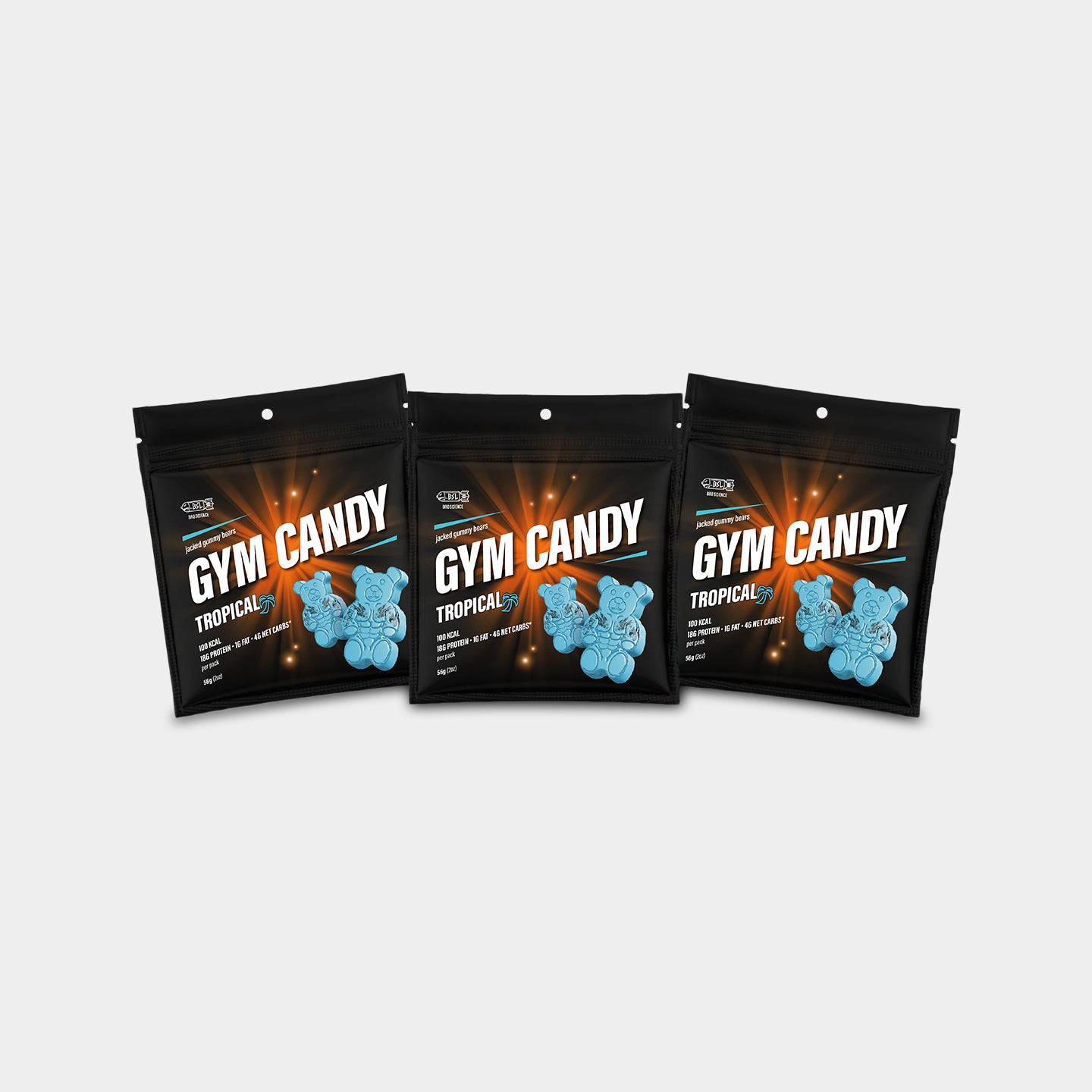 Gym Candy Jacked Gummy Bears, Tropical, 2oz - 9 Pack A1