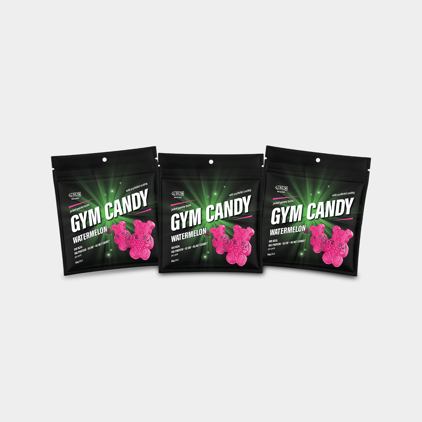 Gym Candy Jacked Gummy Bears, Watermelon, 2oz - 9 Pack A1
