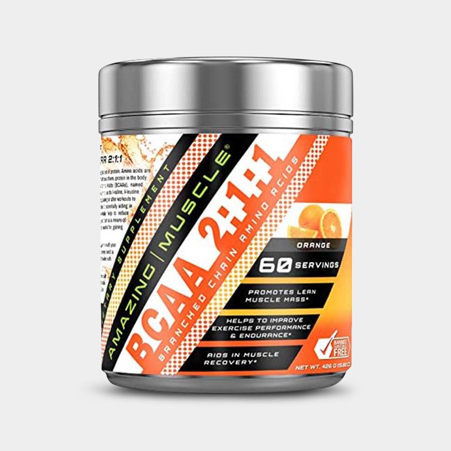 Amazing Muscle BCAA 2:1:1, Orange, 60 Servings A1