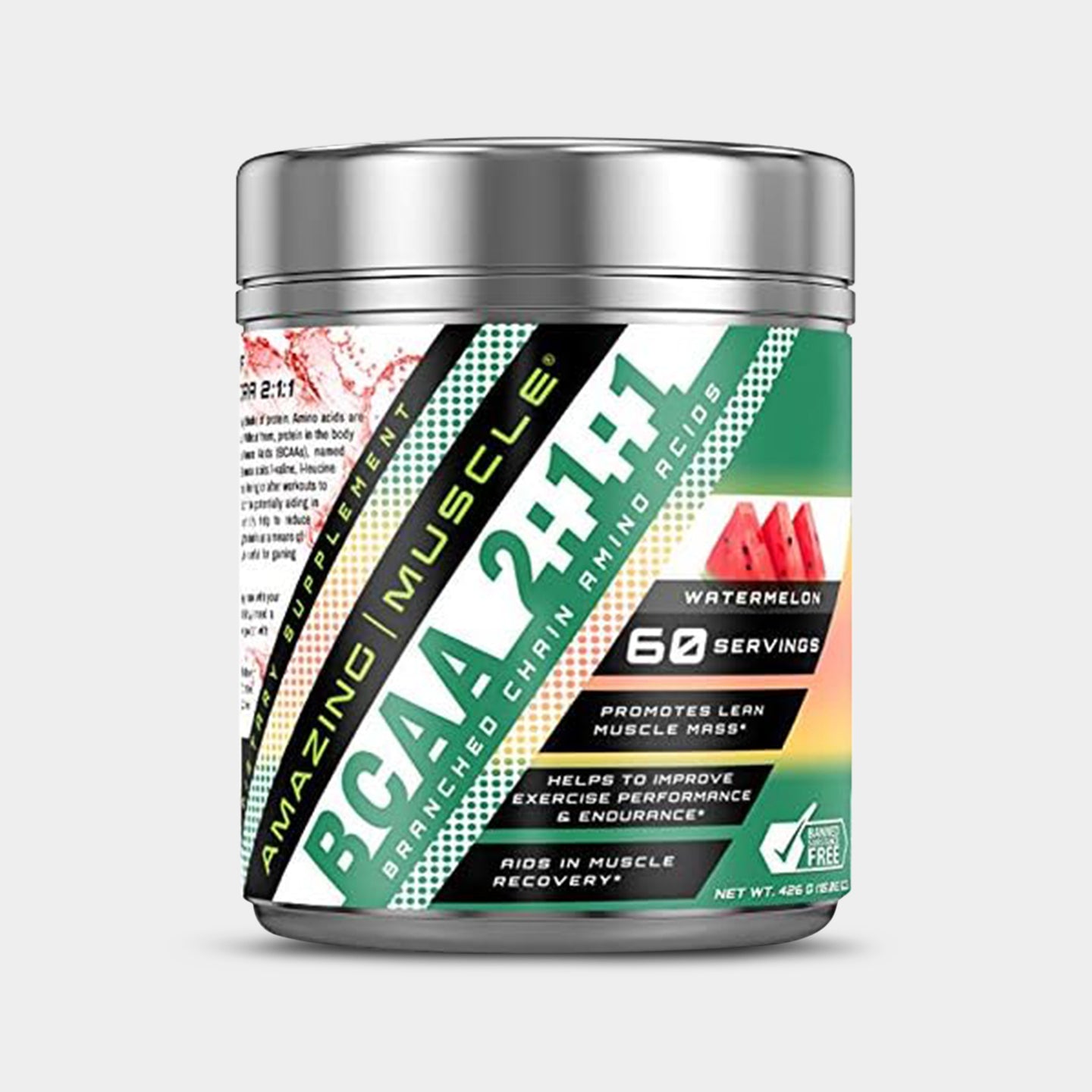 Amazing Muscle BCAA 2:1:1, Watermelon, 60 Servings A1