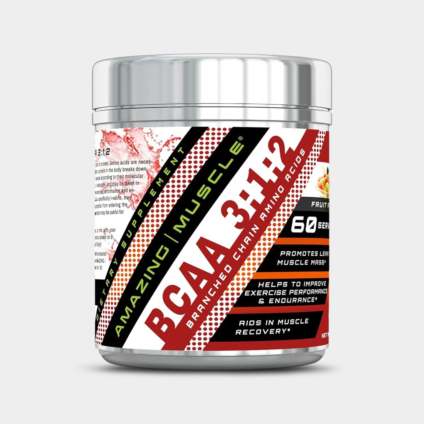 Amazing Muscle BCAA 3:1:2 with Stevia, Fruit Punch, 60 Servings A1
