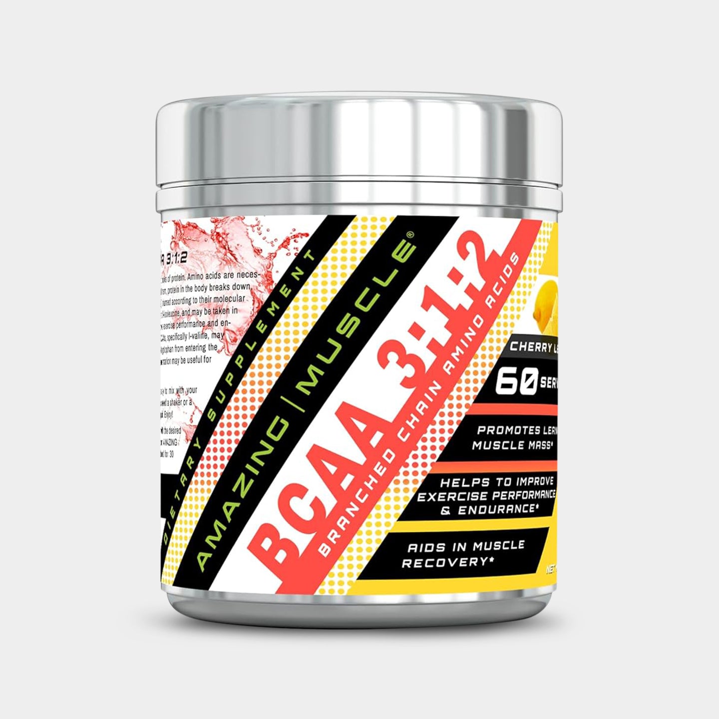 Amazing Muscle BCAA 3:1:2 with Stevia, Cherry Lemonade, 60 Servings A1