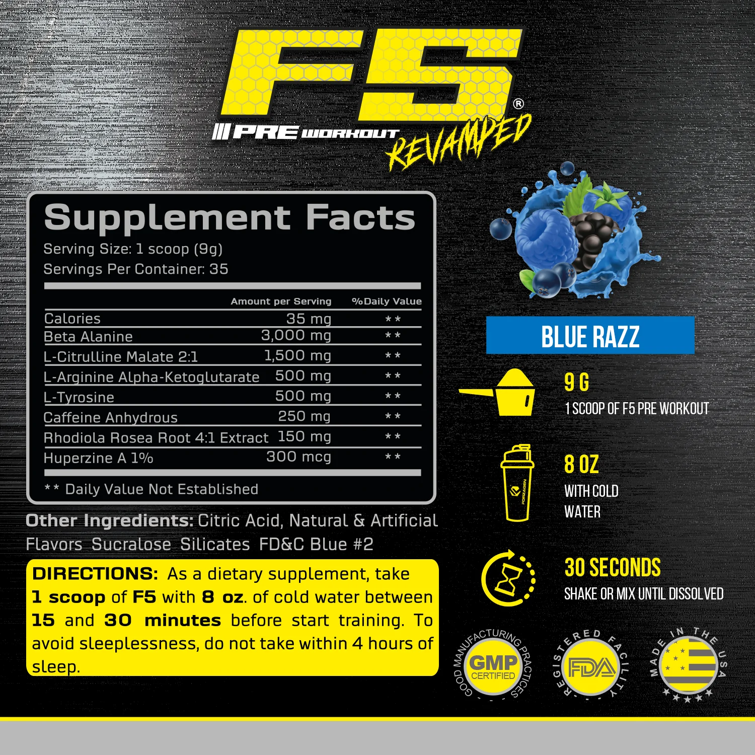 Forzagen F5 Pre-Workout, Blue Razz, 35 Servings A2