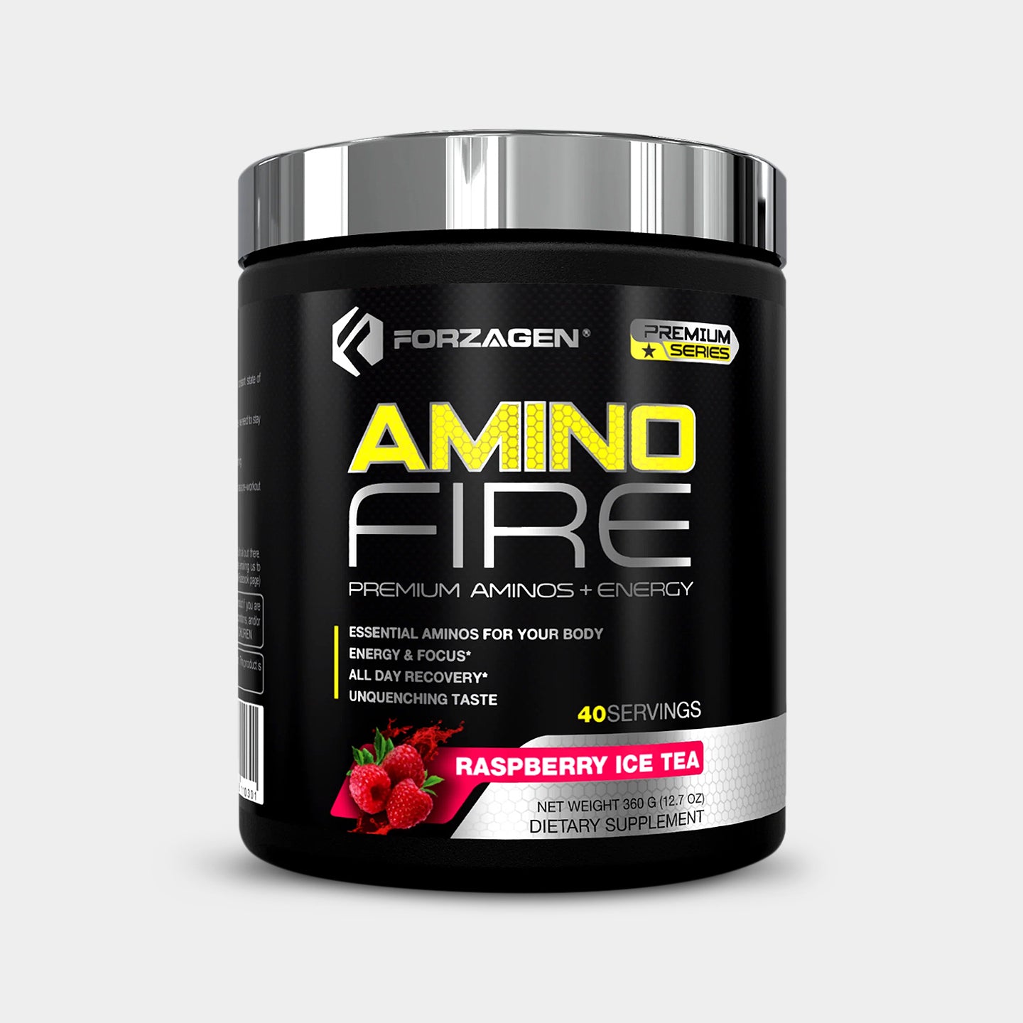Forzagen Amino Fire Essential BCAAs + Pre Workout Energy, Raspberry Ice tea, 40 Servings A1