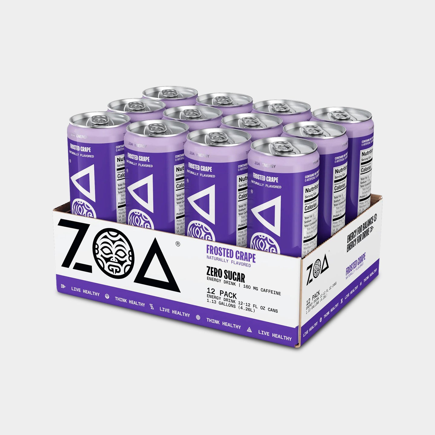 ZOA Energy Drinks, Frosted Grape, 12 Pack A1