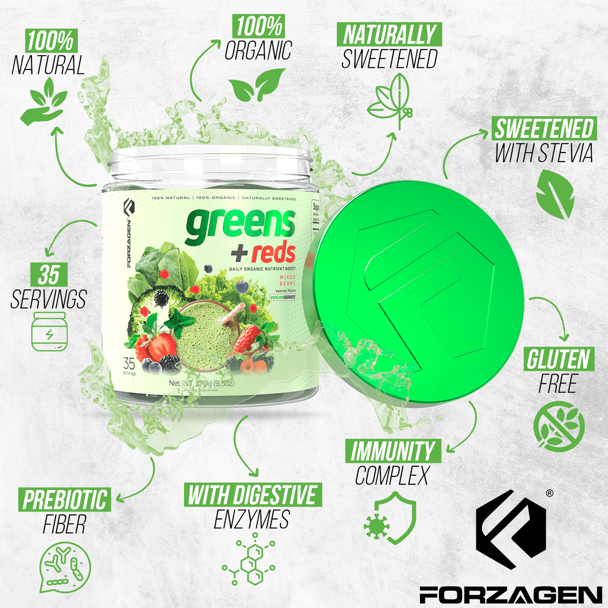 Forzagen Vegan Greens + Reds Superfood