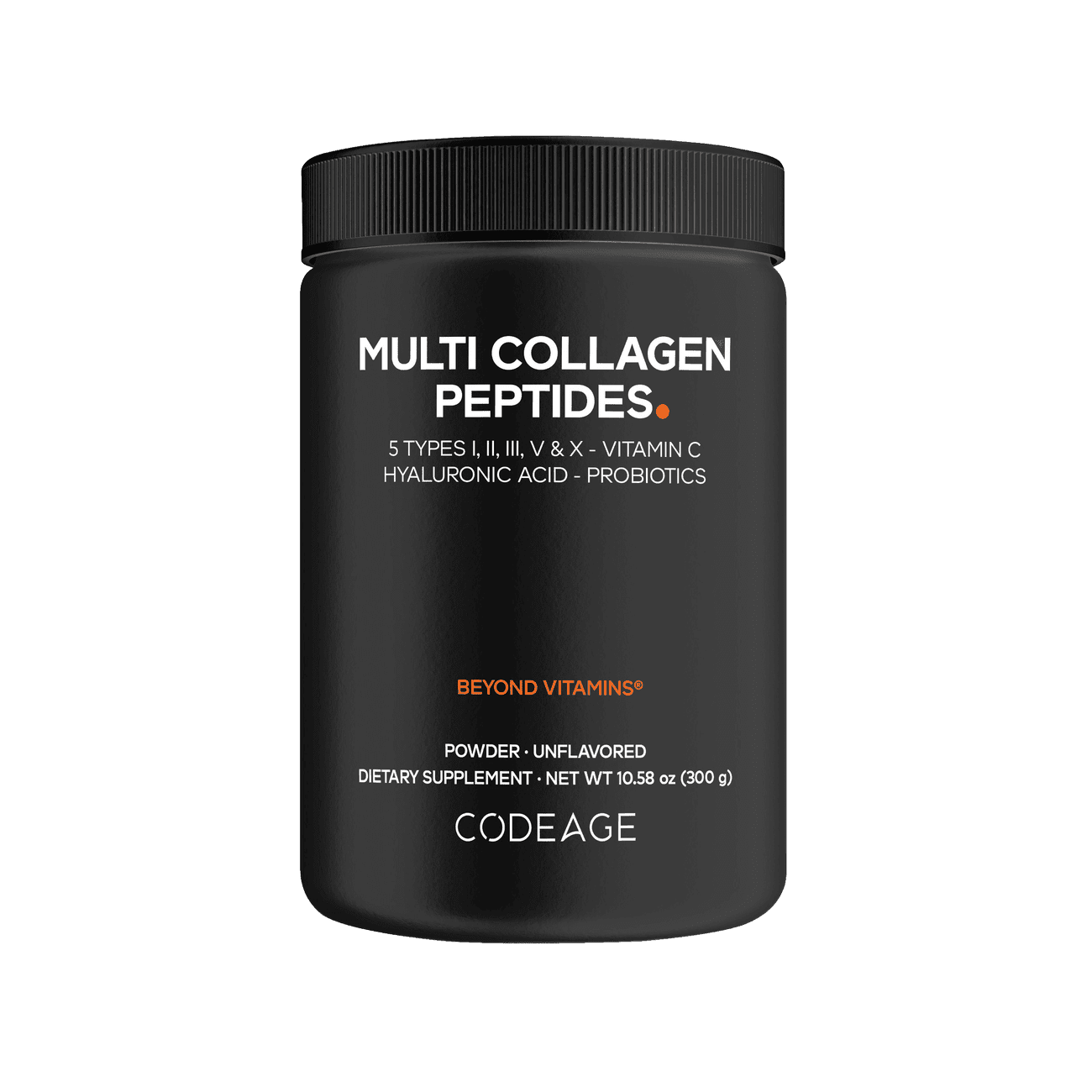 Codeage Hydrolyzed Multi Collagen Peptides Powder Supplement Black Edition