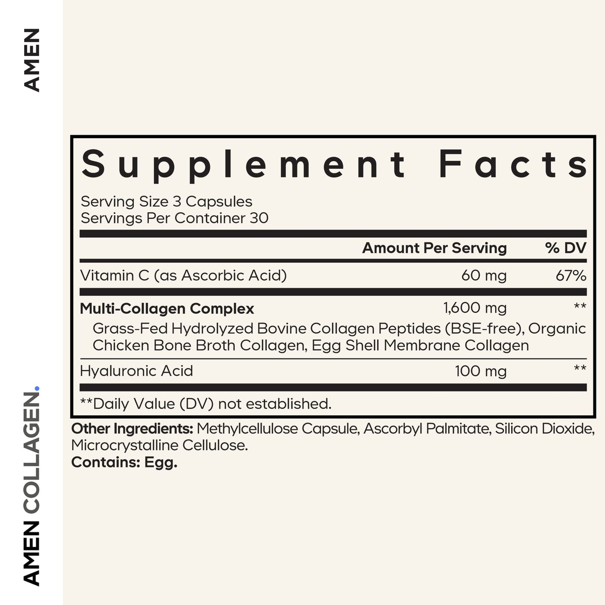 Codeage Amen Grass-Fed Hydrolyzed Collagen Peptides Capsules