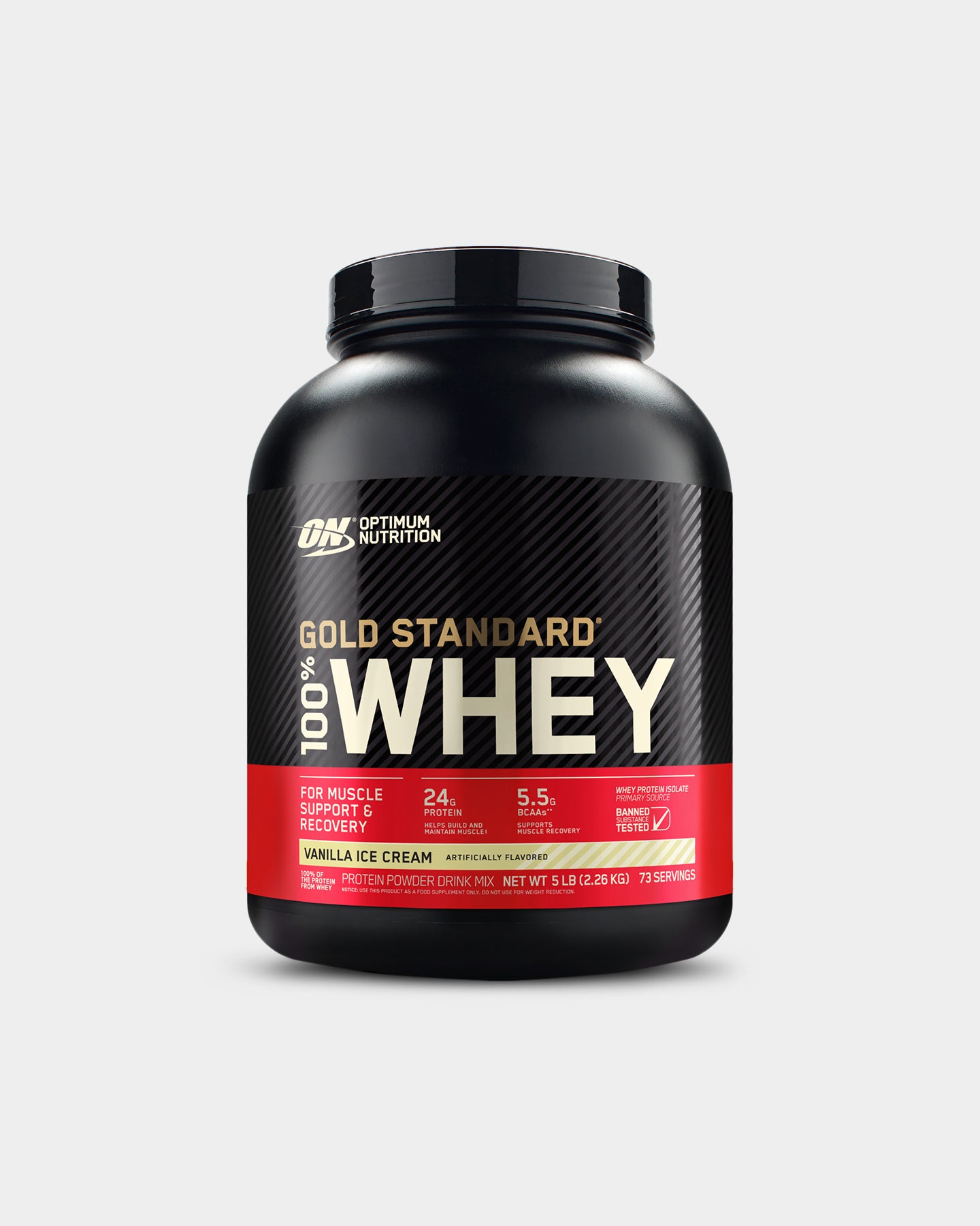 Optimum Nutrition Gold Standard 100% Whey Protein, Vanilla Ice Cream, 5lb A1