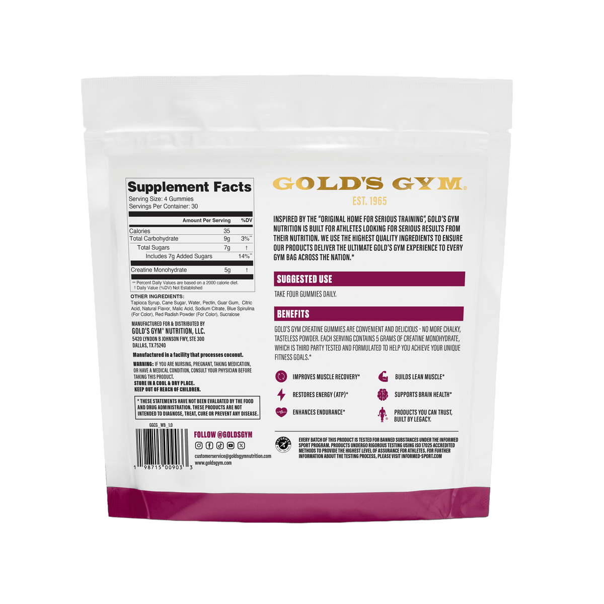 Gold's Gym Creatine Gummies