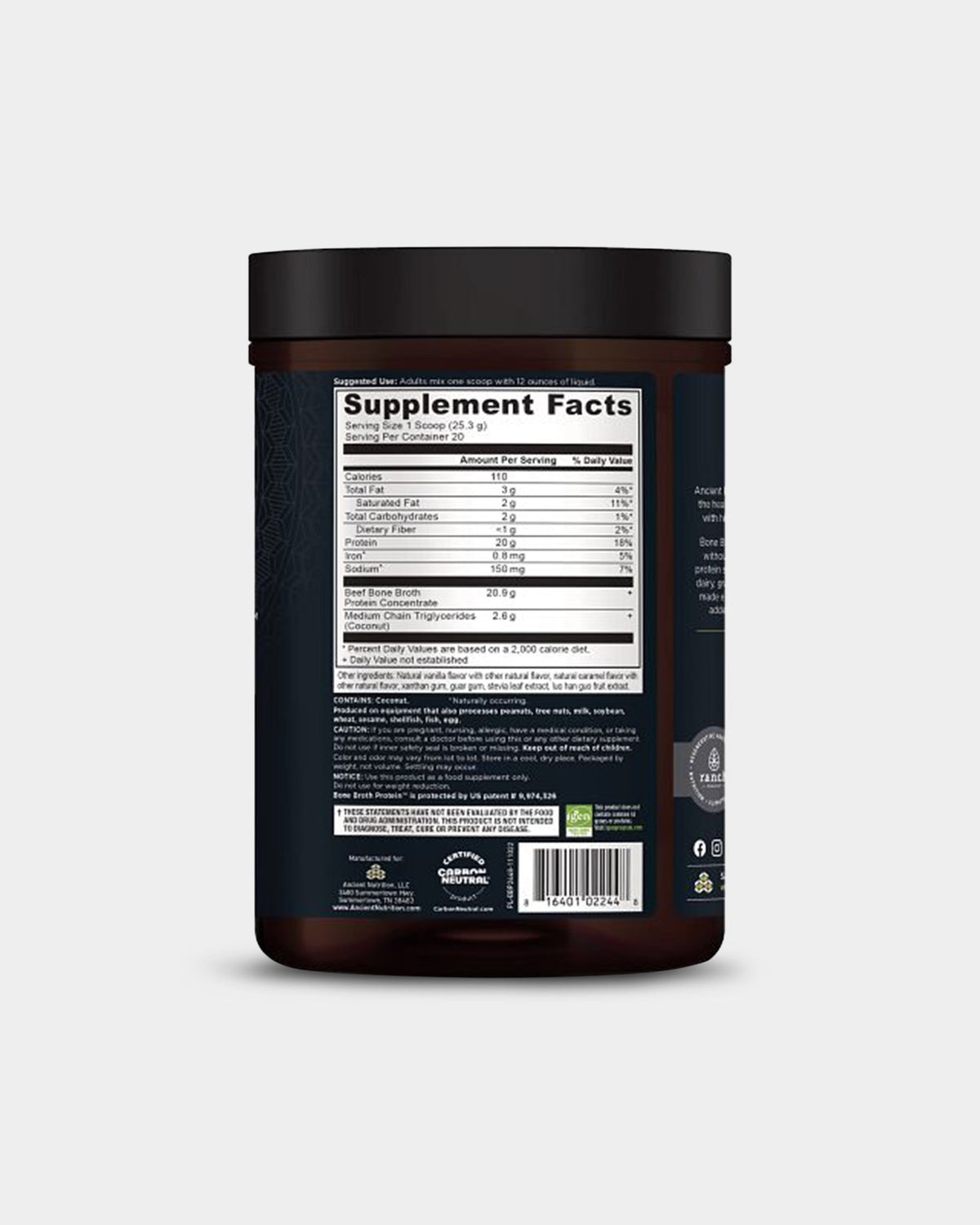 Ancient Nutrition Bone Broth Protein - 20g - Bodybuilding.com