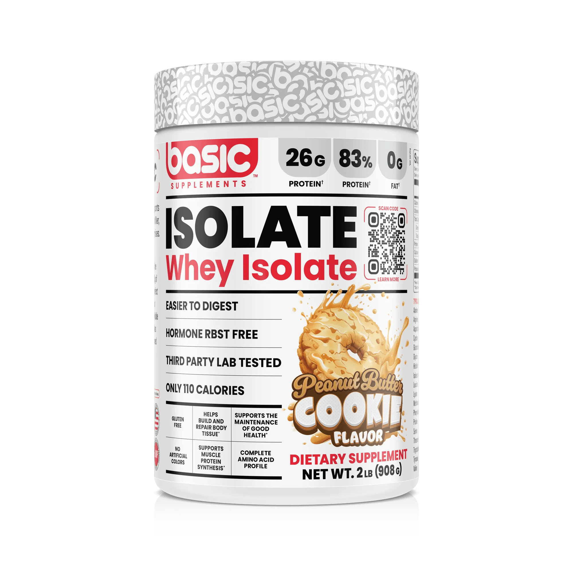Basic Supplements Basic Isolate 2lb, Peanut Butter Cookie - Bodybuilding.com