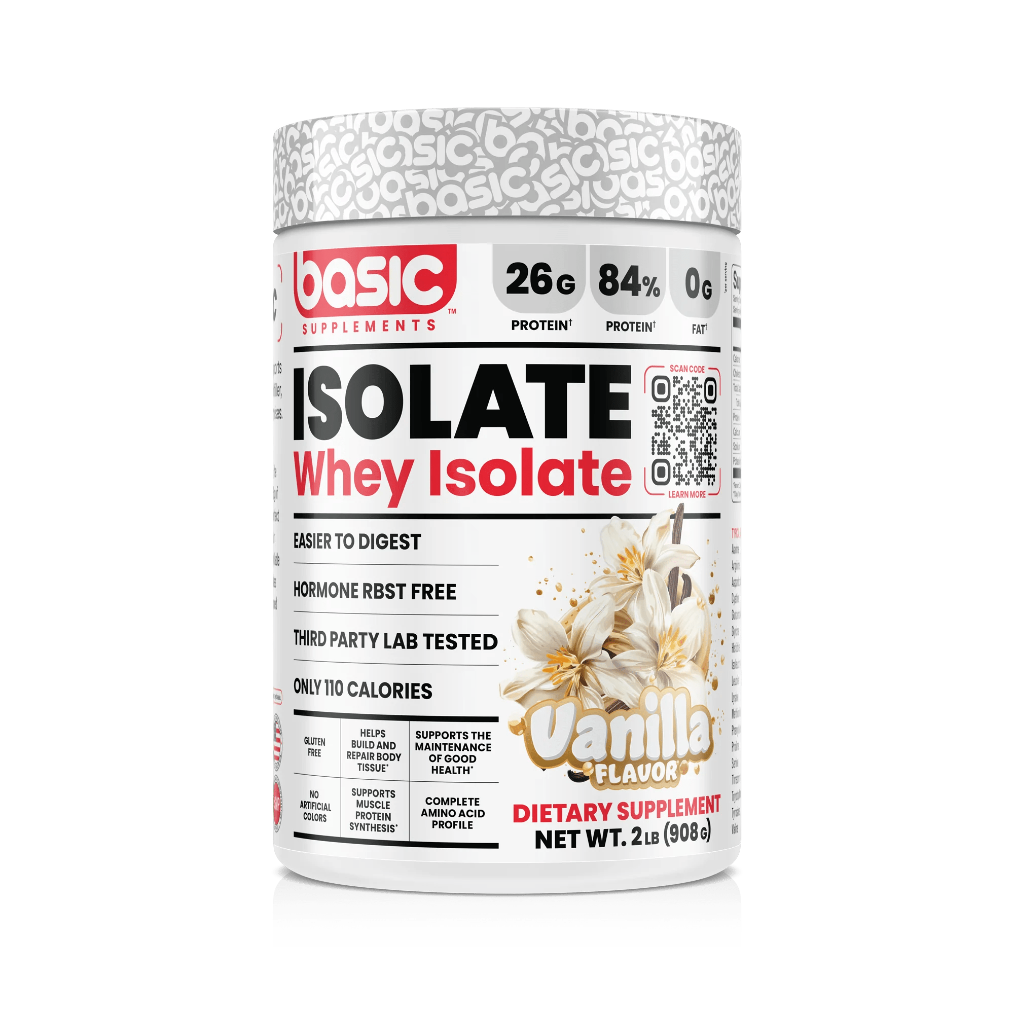 Basic Supplements Basic Isolate 2lb, Vanilla - Bodybuilding.com
