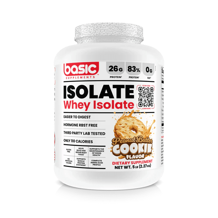 Basic Supplements Basic Isolate 5lb, Peanut Butter Cookie - Bodybuilding.com