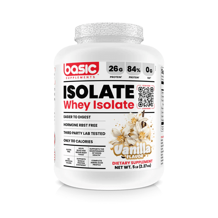 Basic Supplements Basic Isolate 5lb, Vanilla - Bodybuilding.com
