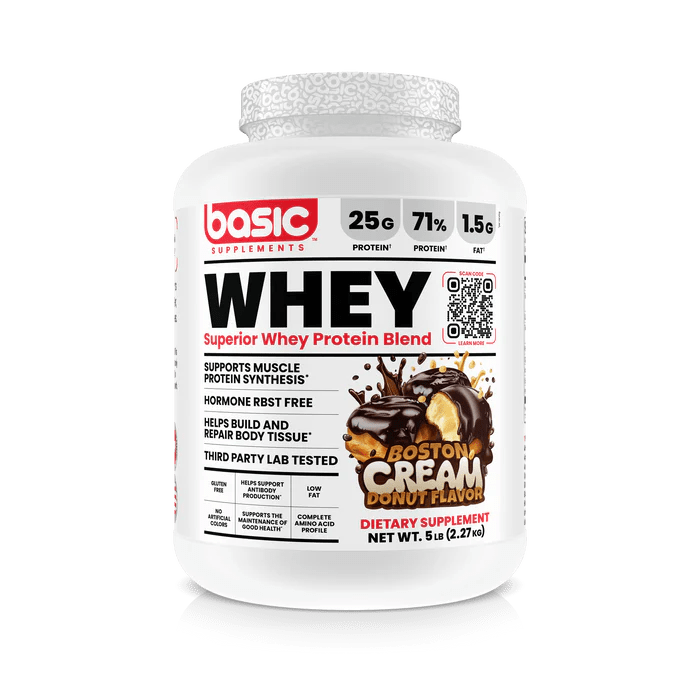 Basic Supplements Superior Whey Protein Blend 5lb, Boston Cream Donut - Bodybuilding.com