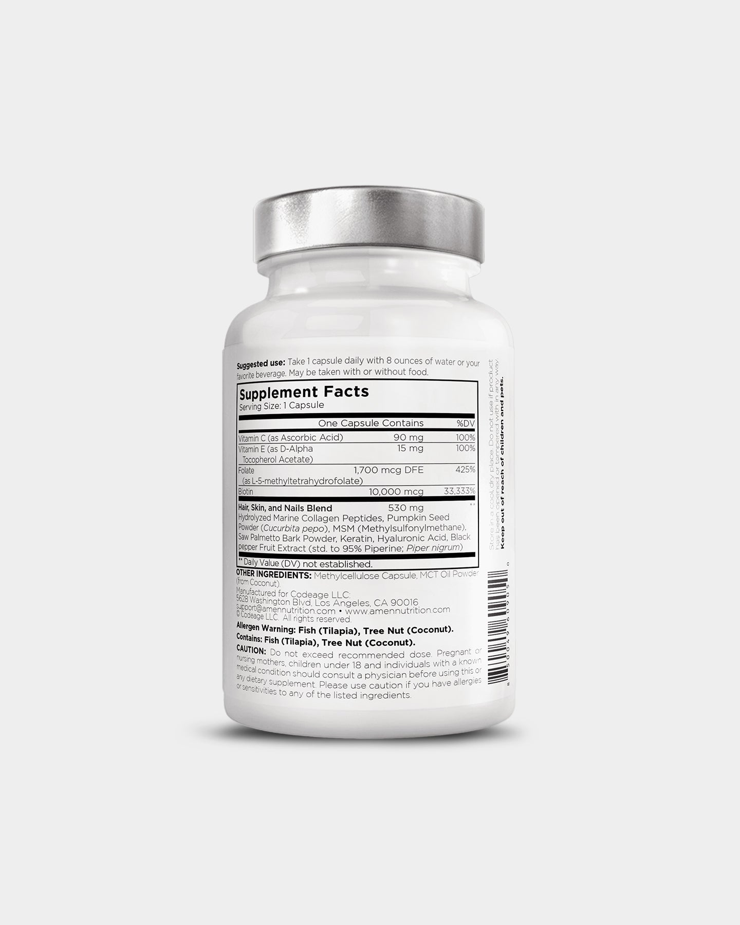 Codeage Amen Biotin Collagen Vitamins + Black Pepper Extract - Bodybuilding.com