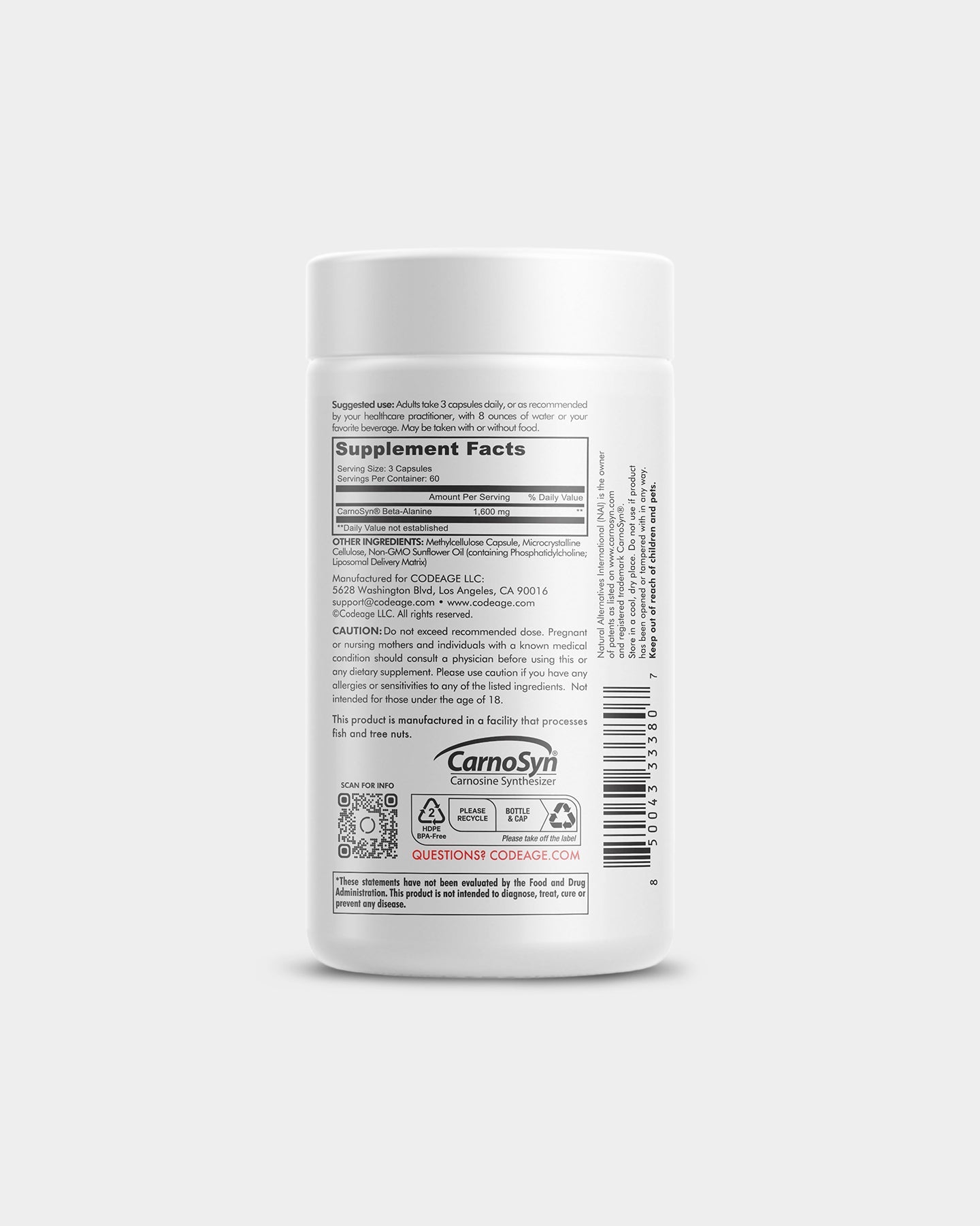 Codeage Beta - Alanine+ Carnosyn&reg; Enhanced Absorption Supplement - Bodybuilding.com