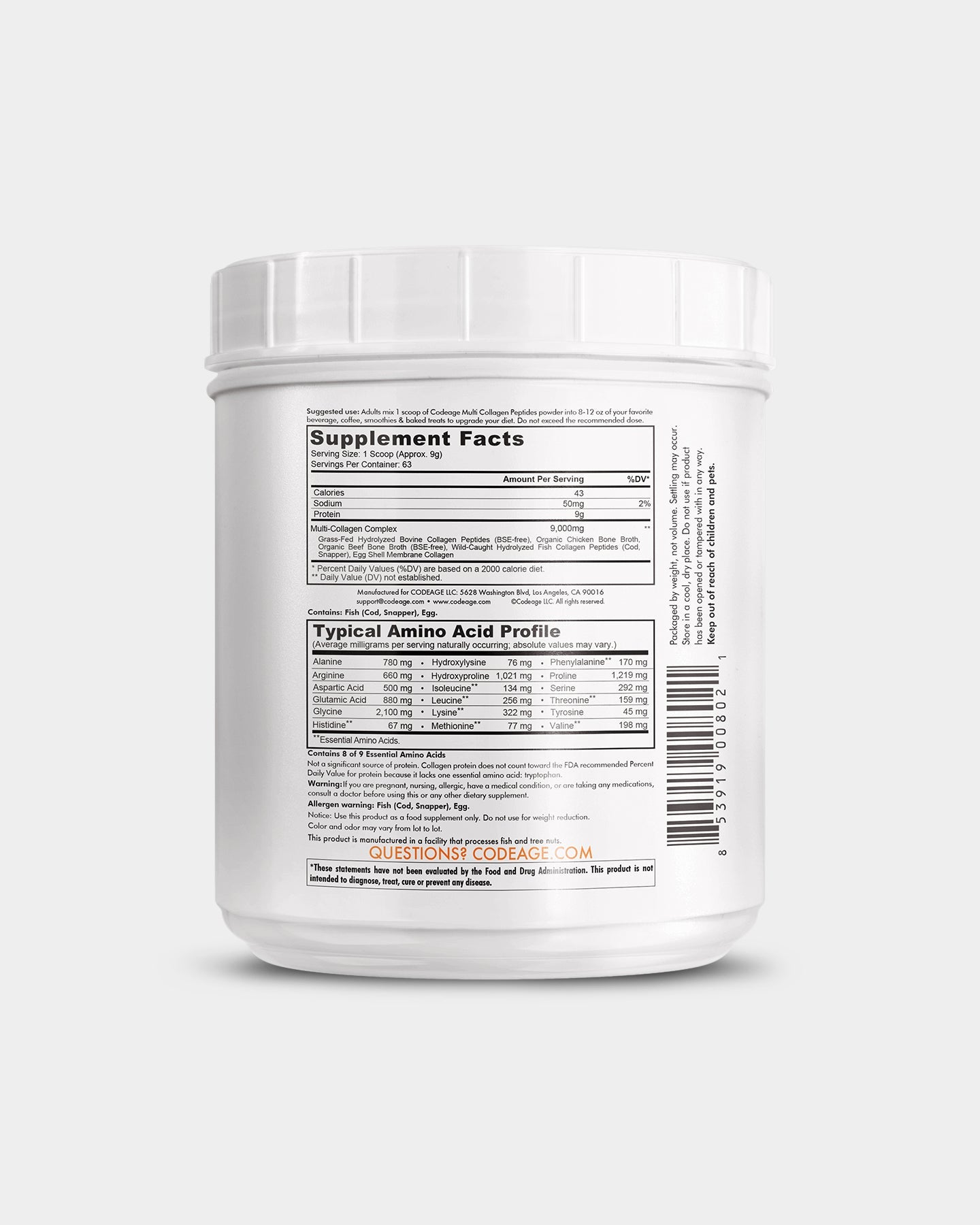 Codeage Hydrolyzed Multi Collagen Peptides Powder Supplement - Bodybuilding.com