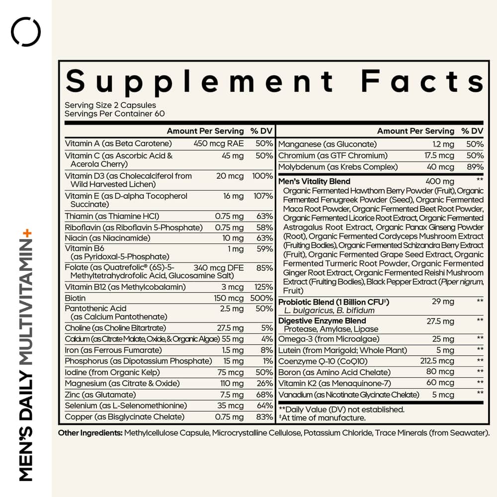 Codeage Men's Fermented Multivitamin 25+ Vitamins & Minerals - Bodybuilding.com